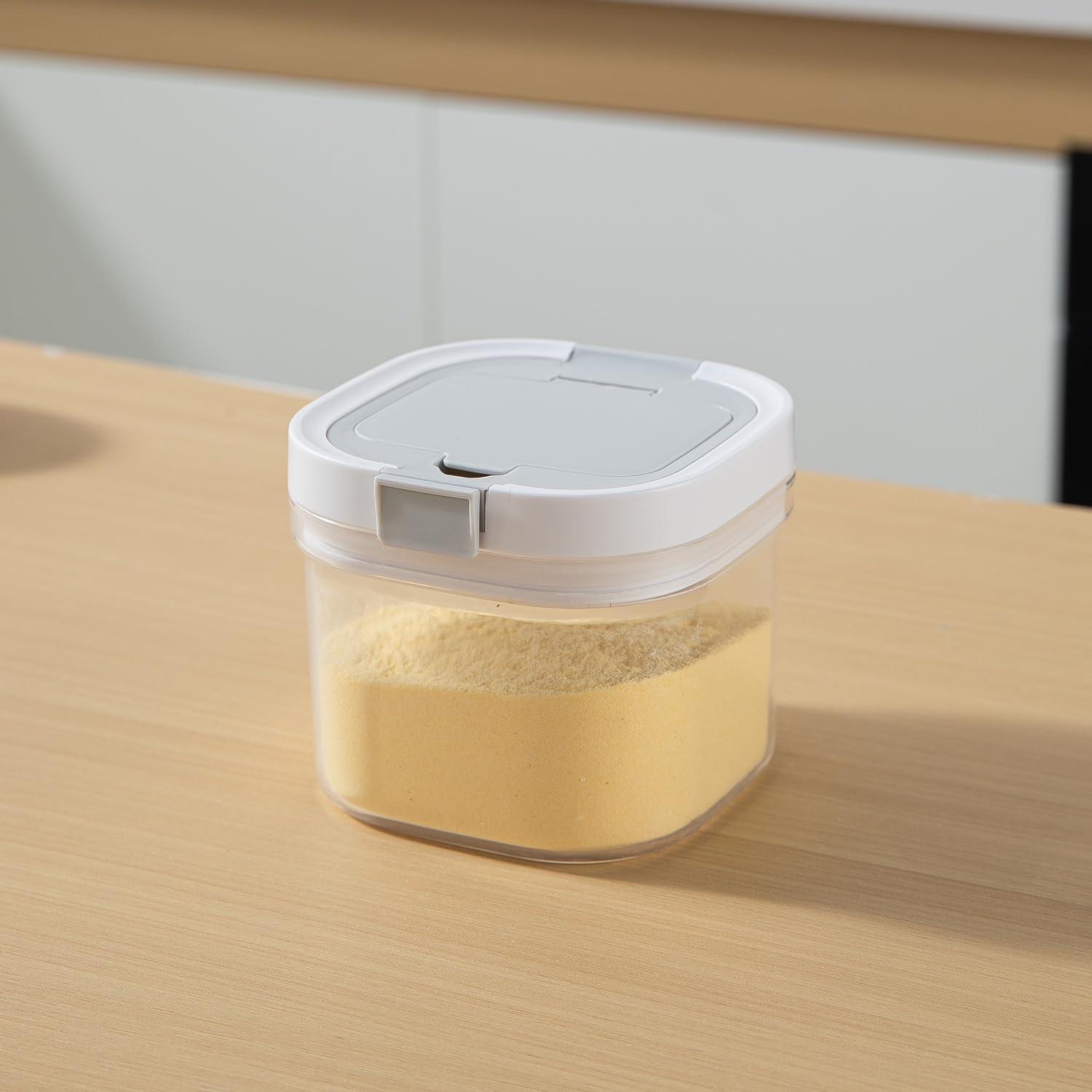Hokipo 800Ml Double Lid Sealed Airtight Plastic Container With Spoon  Transparent Kitchen Storage Jars With Lids | FoodGrade P
