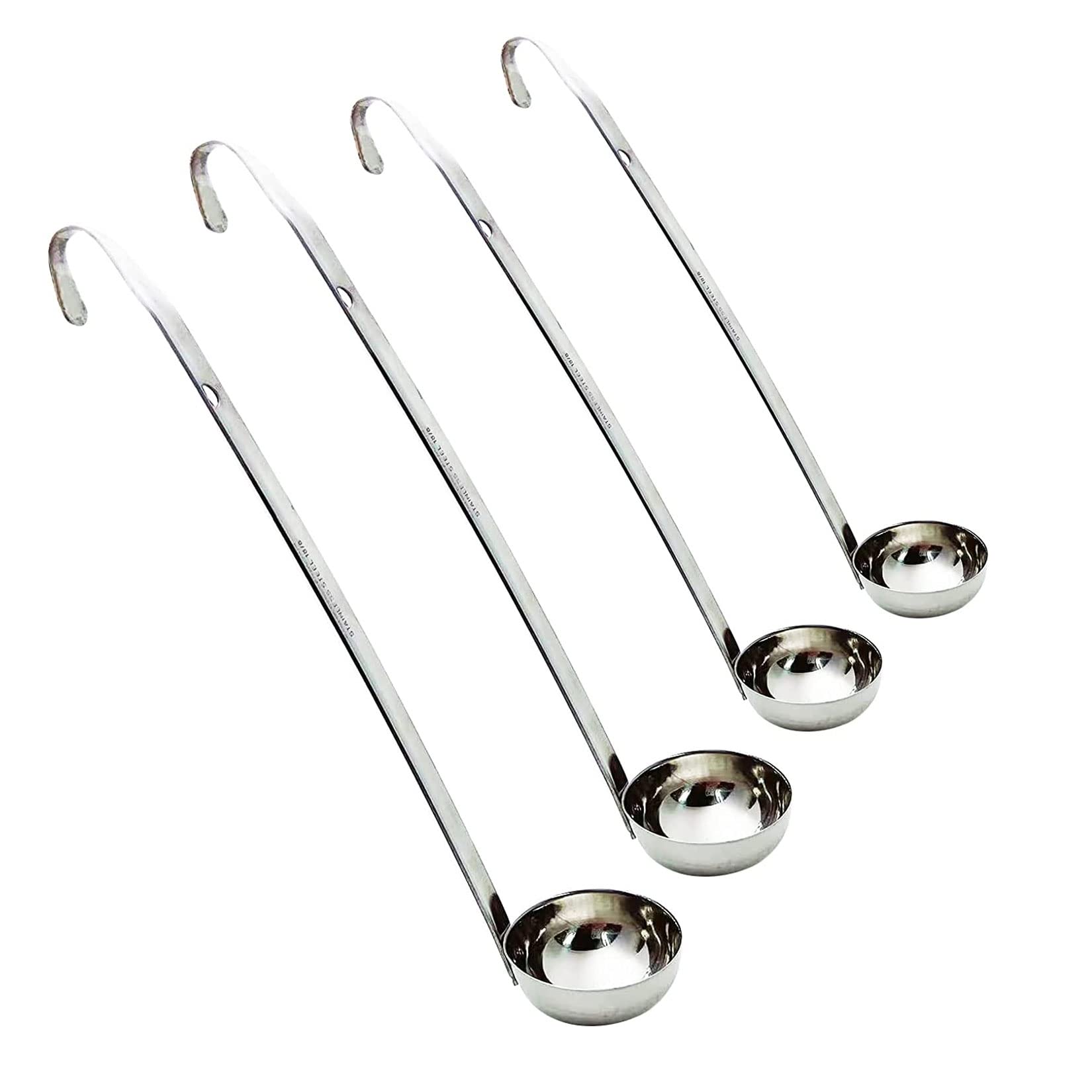 Danaraa 4 Pieces Stainless Steel Soup Ladle Metal Handle Ladle With Pouring Rim,1Oz/3Oz/4Oz/5Oz Set Ladles For Cooking Soup Sauc