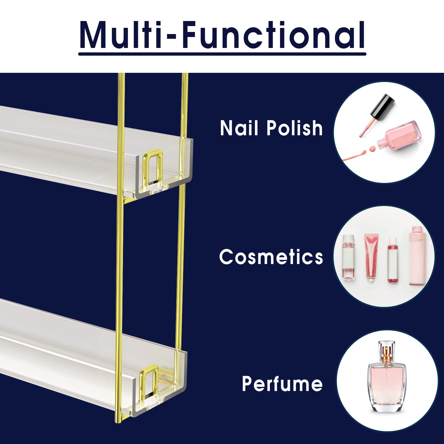 J JACKCUBE DESIGN Nail Polish Wall Mount Rack, 7 Tiers, Gold Acrylic Organizer for 84 Bottles, Model MK488A