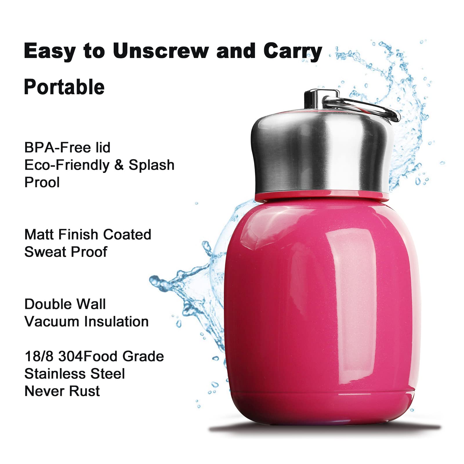 7Oz/200Ml Small Mini Vacuum Insulated Water Bottle Portable Leakproof Travel Mug Stainless Steel Cold And Hot Thermal Flask For