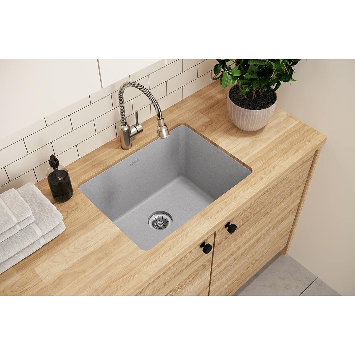Elkay Quartz Classic 25'' x 18-1/2'' x 11-13/16''  Undermount Laundry Sink with Perfect Drain  Greystone