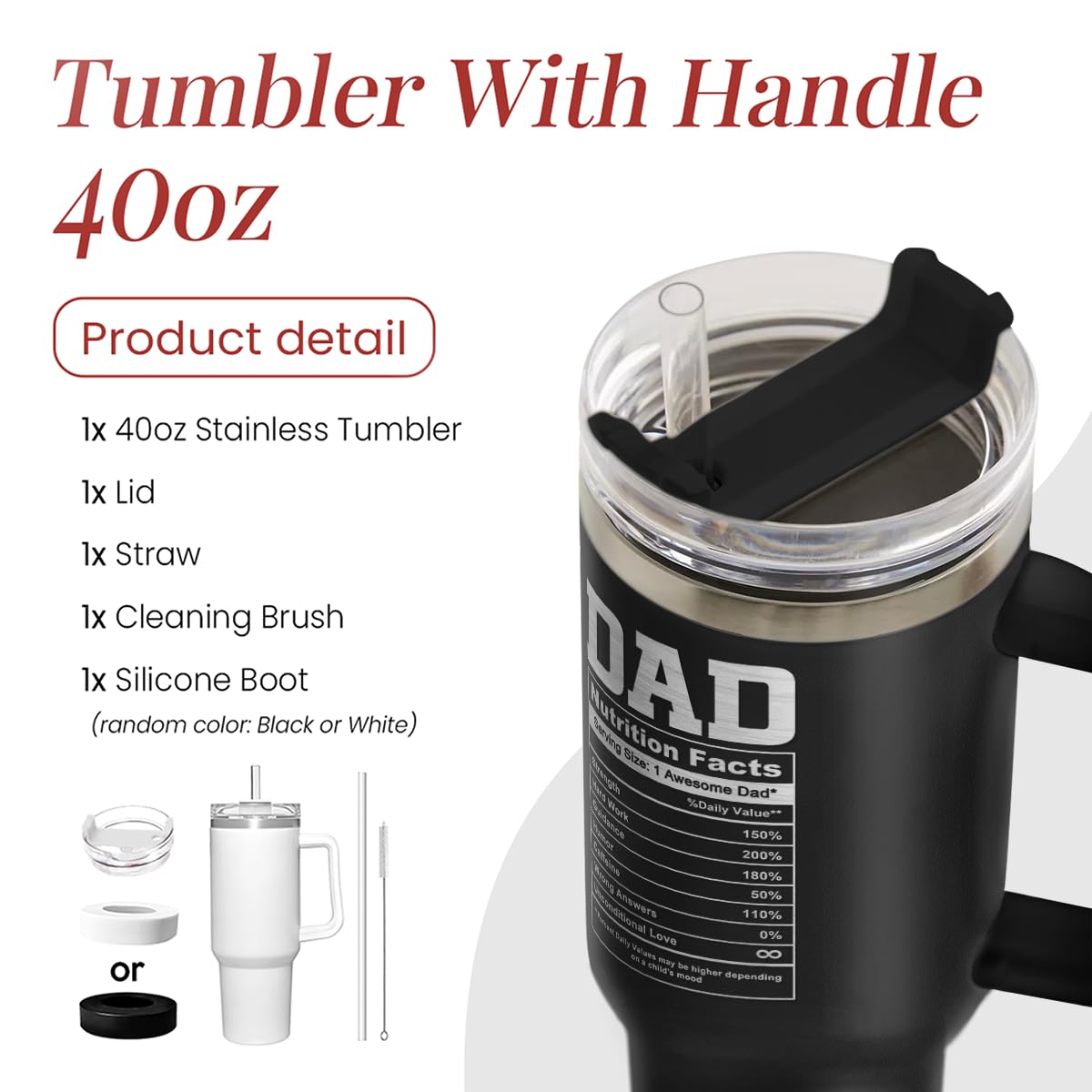 SANDJEST Best Dad Ever Tumbler 40oz Stainless Steel Insulated with Lid & Straw, Dads Gifts for Christmas Birthday Valentine Fath