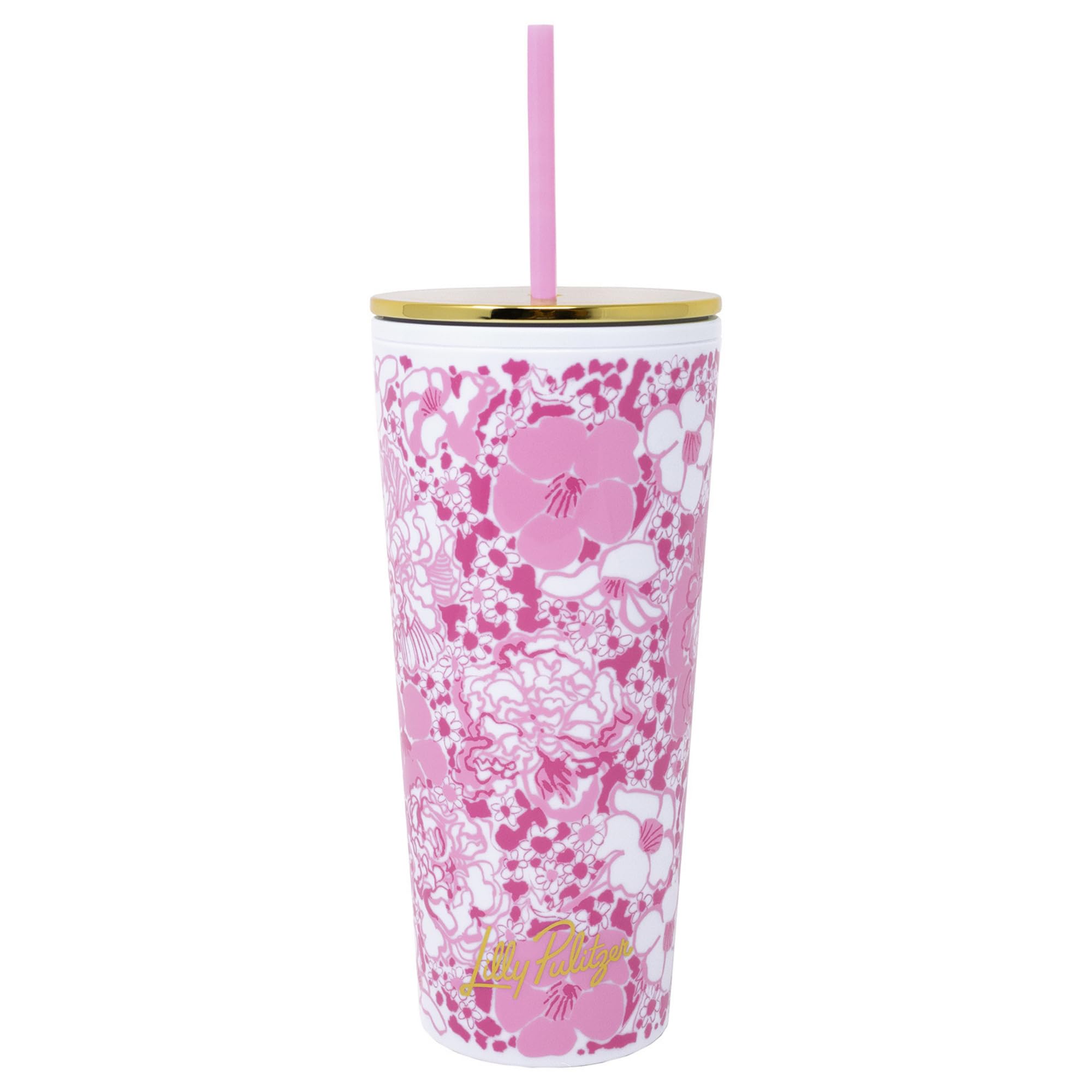Lilly Pulitzer 24 oz Acrylic Tumbler with Straw, Pink Burst of Joy