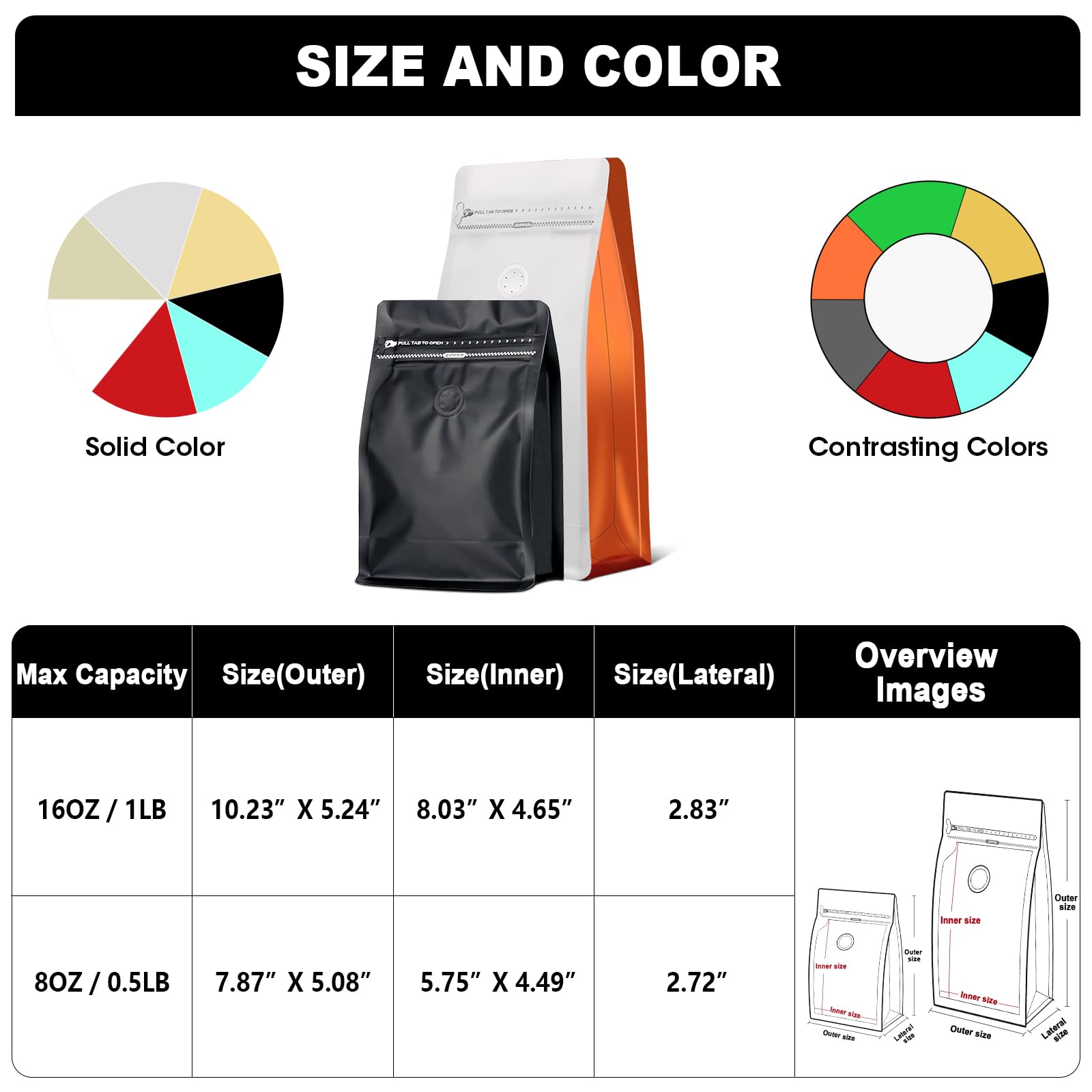 8Oz 1/2 Lb 60Pcs Coffee Bags With Valve,Coffee Packing Bags Vented Coffee Bean Bags Barrier Bags Store Bags For Coffee Packaging
