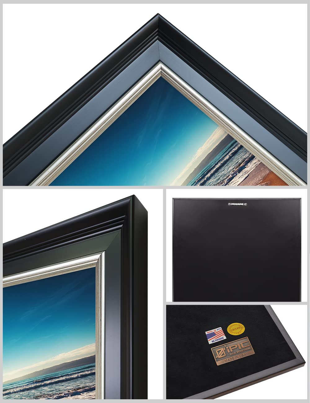 Ipic - Heart In Heart Personalized Wall Art, Customized Gift With Names And Date, Giclee Prints Framed In Solid Wood, Total Size