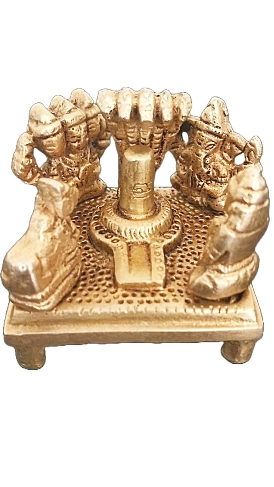 Pujasamadhaan Brass Lord Shiv Parivar With Shivling Shri Kartik Ganesh Parvati And Nandi (Small Size, 200 Gm)