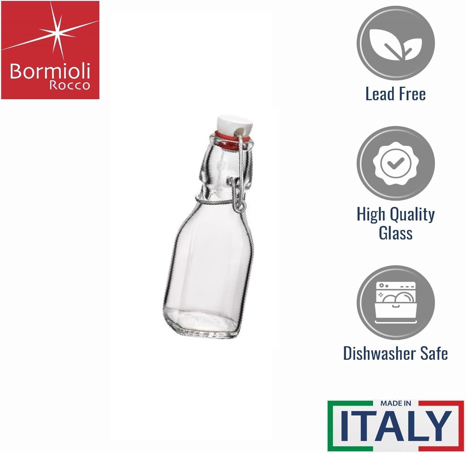 Bormioli Rocco Swing Bottle, 12.5CL (4.25 oz), Clear Glass, Set of 20, Model 314733MB4321990