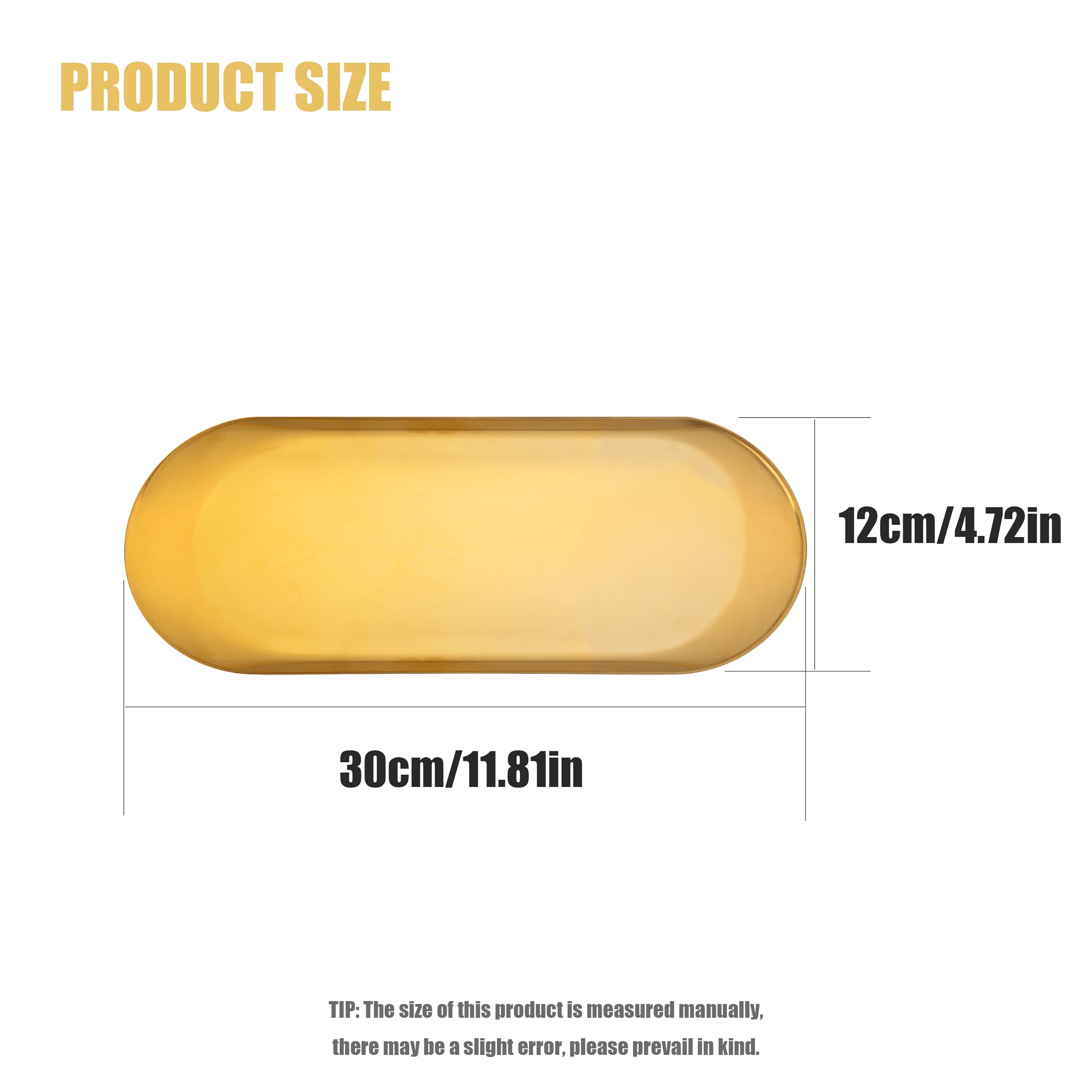 Koxxiamoq Stainless Steel Gold Tray, Decorative Vanity Tray, Metal Oval Towel Tray Storage Tray, Fruit Tea Jewelry Cosmetics Org