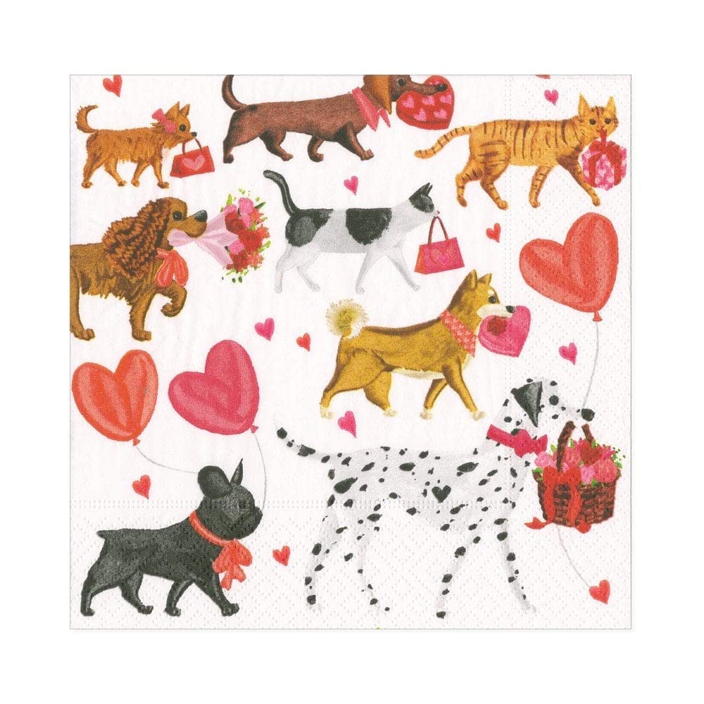 Caspari Valentine Parade Paper Luncheon Napkins, Four Packs Of 20