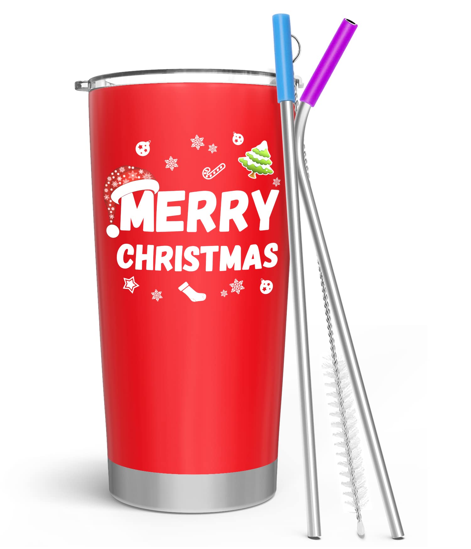 Yoelike Christmas Tumbler Cup With Lid And Straw, Vacuum Insulated, Stainless Steel 20Oz Coffee Travel Mug, Leak Proof, Best Chr