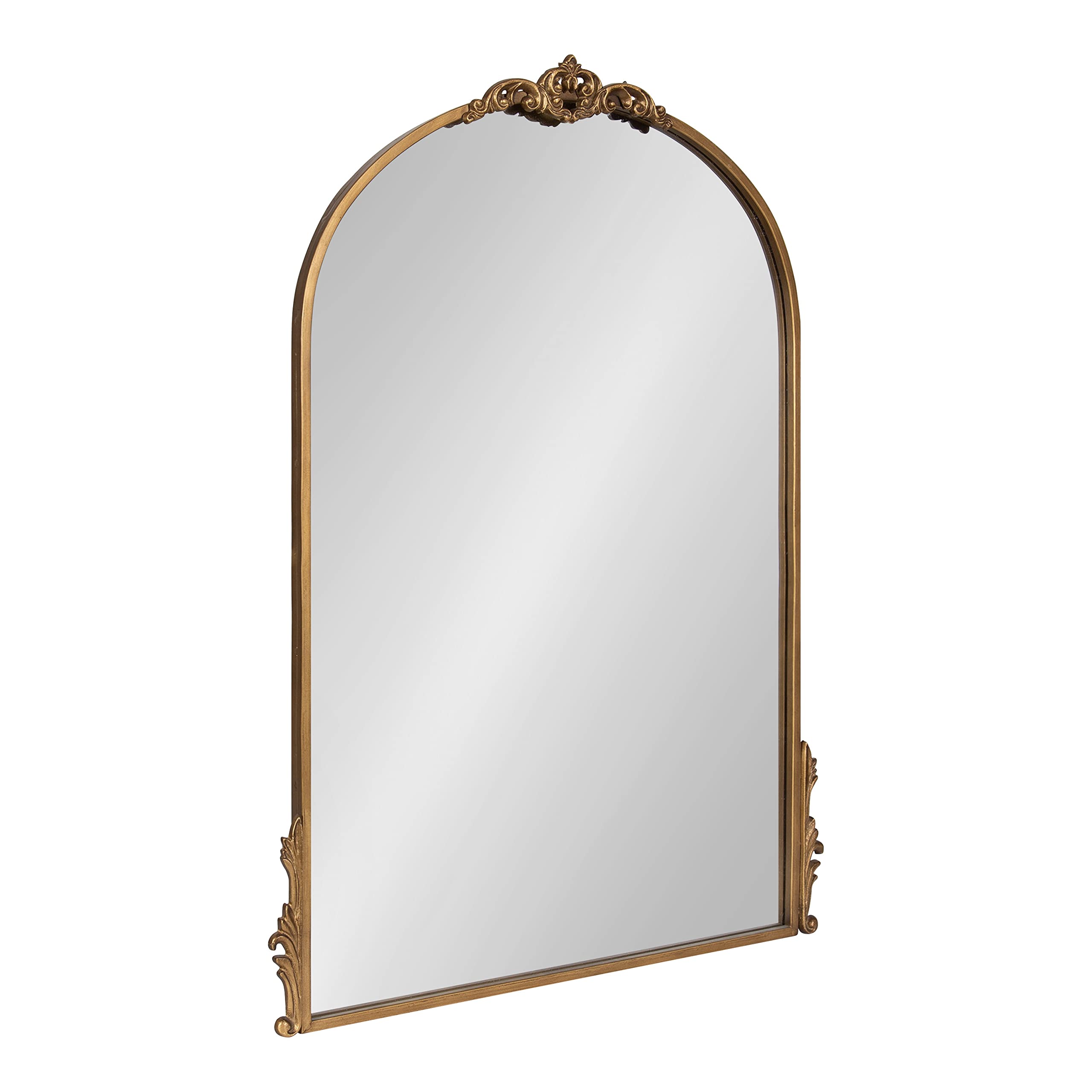 Kate and Laurel Myrcelle Traditional Arched Mirror, 25 x 33, Gold, Decorative Large Arch Mirror with Ornate Garland Detailing Al