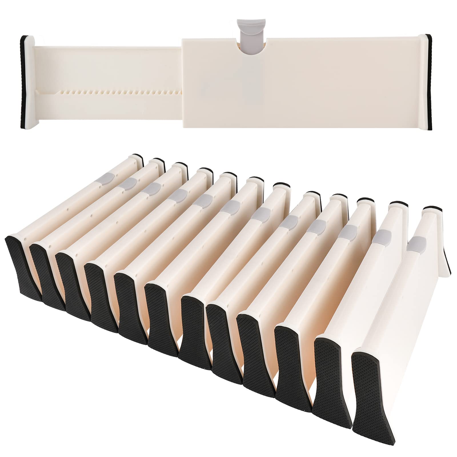 Realplus 12Pcs Adjustable Drawer Dividers Organizer Separators Expandable From 1117, Plastic Dresser Organizer For Kitchen Bed