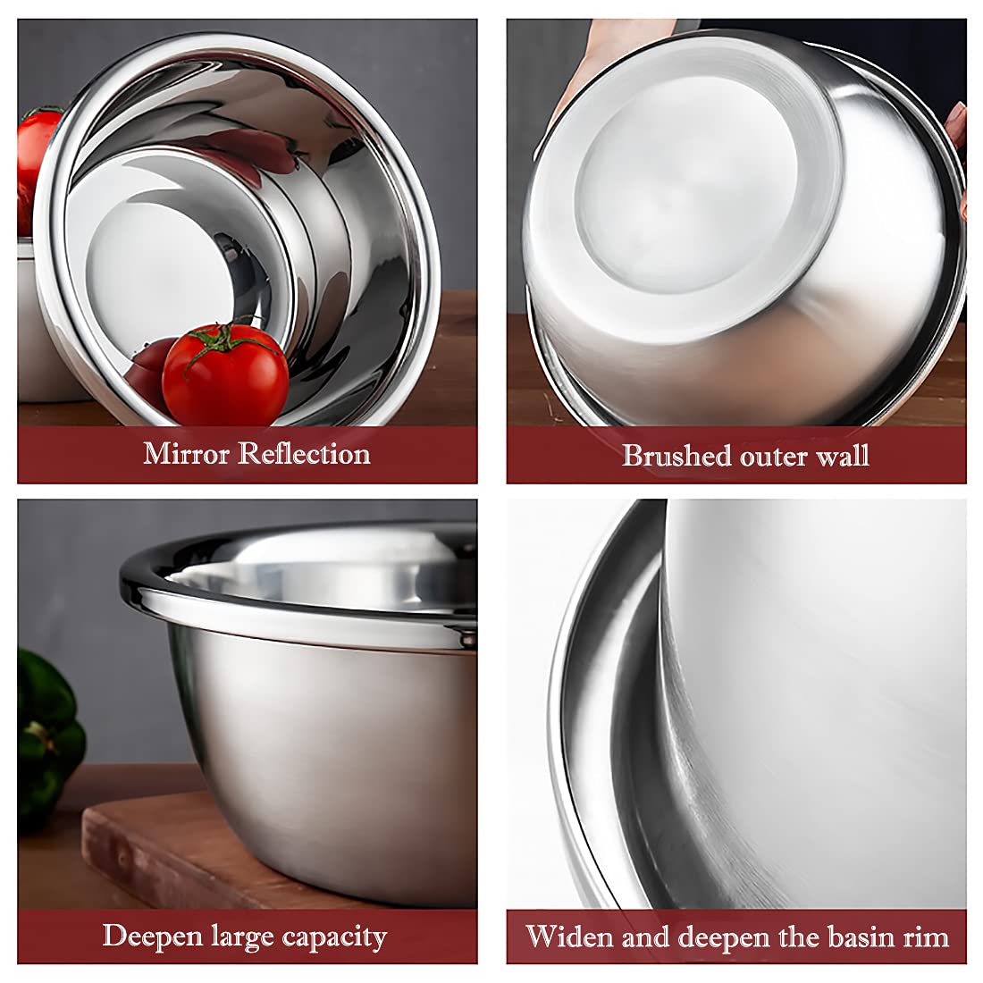 Meleg Otthon Stainless Steel Mixing Bowls, 8.5Qt Salad Bowl, Metal Bowls With Water Filter Basin, Stainless Steel Basin, Heavy D