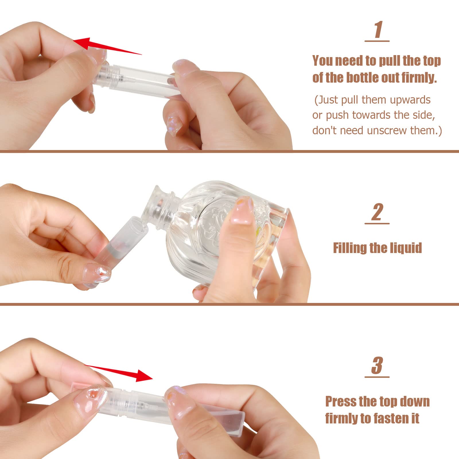 Fandamei 60Pcs 5Ml Mini Spray Bottle, Mini Clear Plastic Spray Bottle Empty, Fine Mist Refillable Mini Perfume Bottle, Perfume A