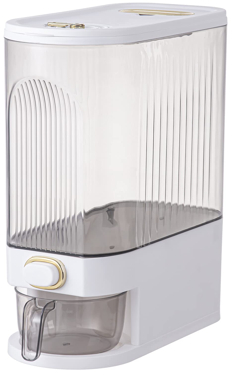 Sooyee Clear Rice Dispenser, Large Cereal Dispenser With Lid Time Scale, Measuring Cylinder Moisture Proof Airtight Food Dispens