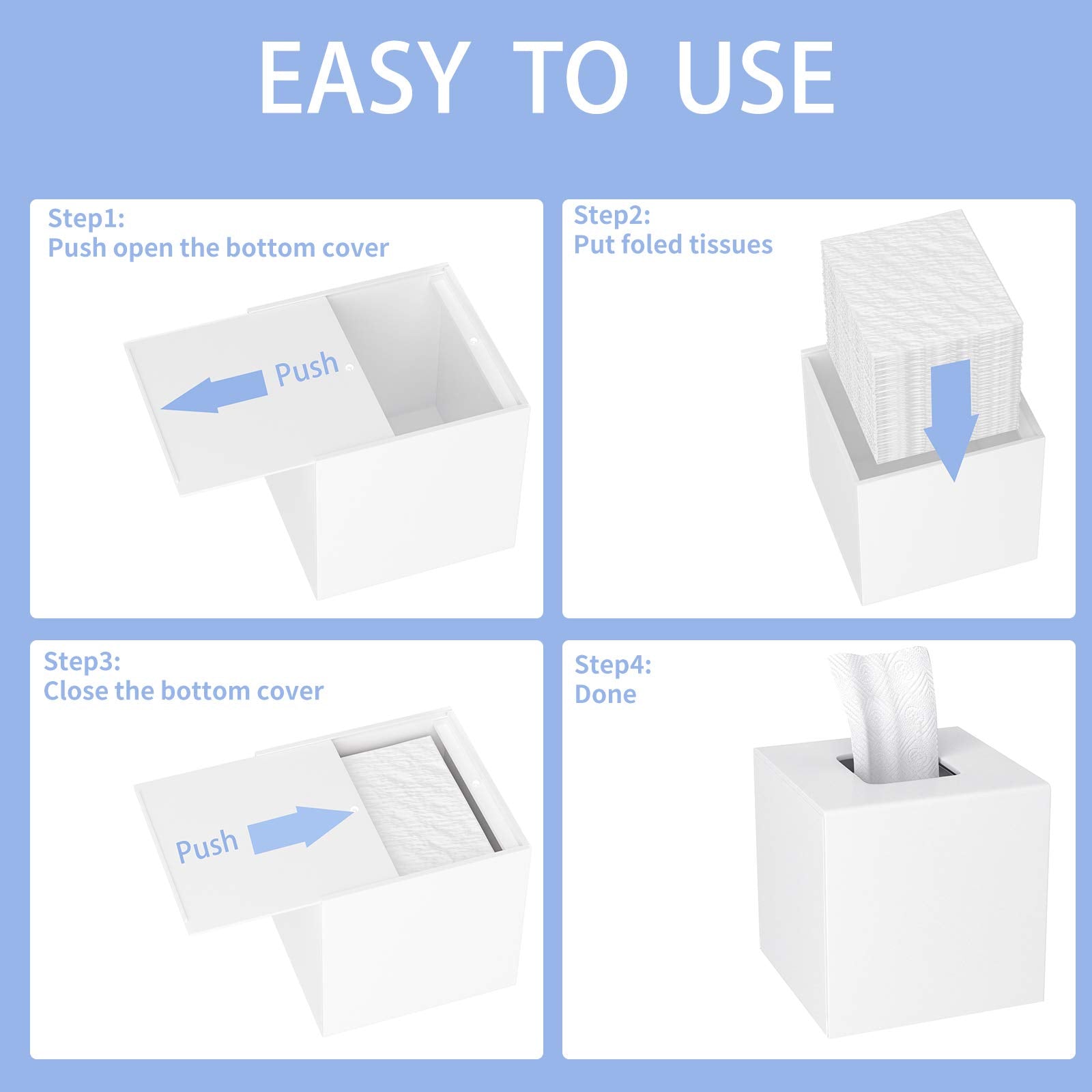 Hiimiei Acrylic Tissue Box Cover 5.4X5.4X5.4 ' ' Tissue Holder Napkin Dispenser For Home Office Restaurant-White