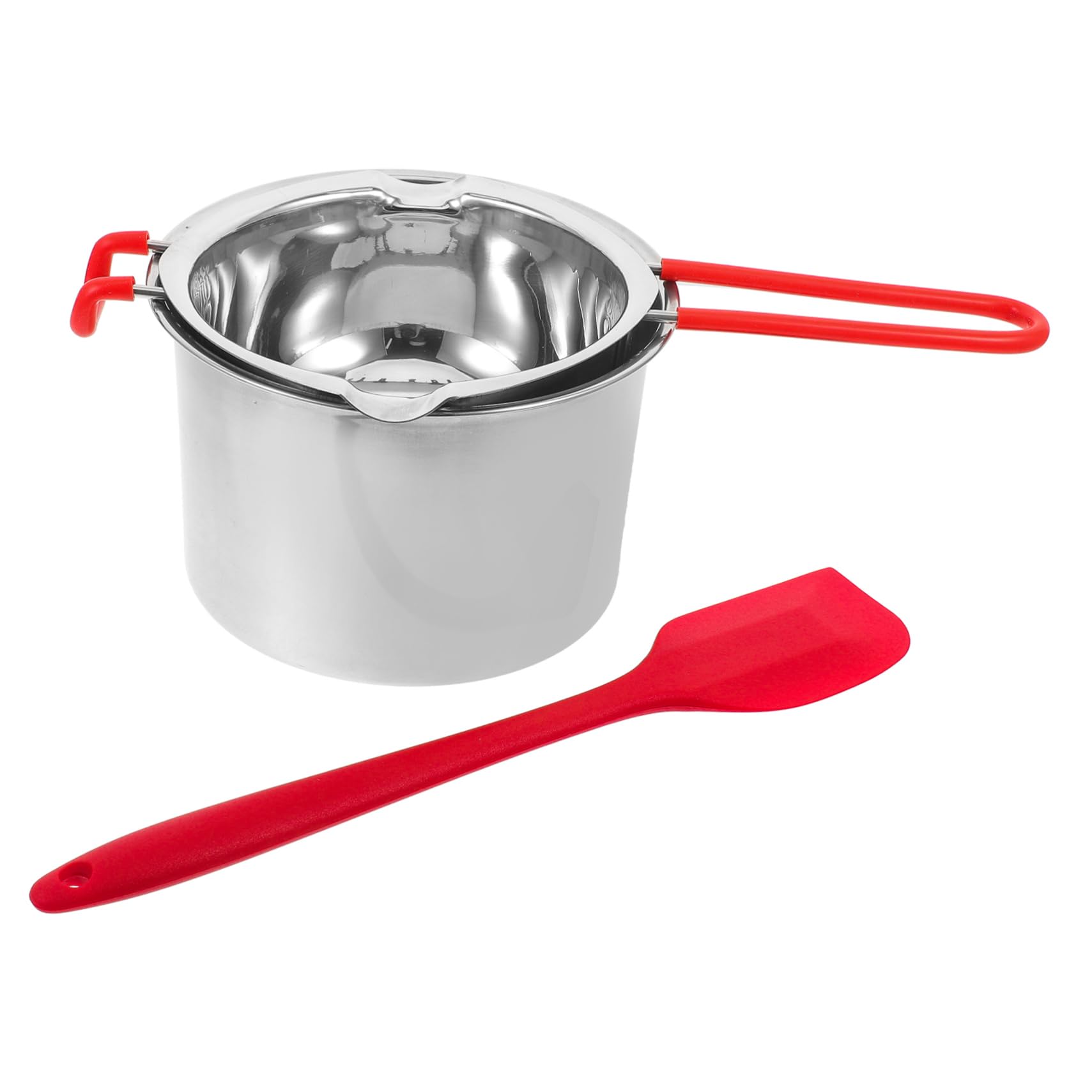 Amosfun 1Set Double Boiler Melting Pot Stainless Steel Butter Heating Bowl With Long Handle For Melting Chocolate Cheese Candles