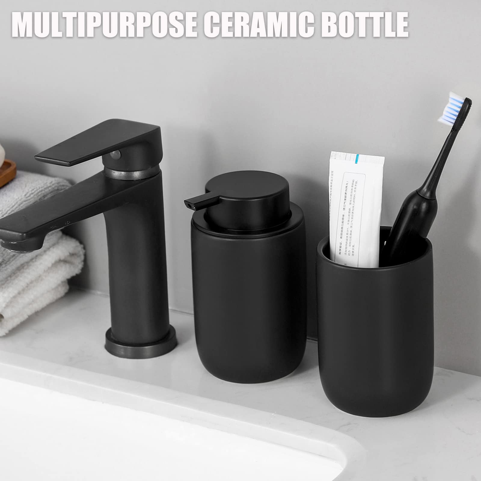 Hand Soap Dispenser For Bathroom Decro, Ceramic Liquid Pump Bottles Refillable Dish Dispenser For Kitchen Farmhouse Colleage Dor