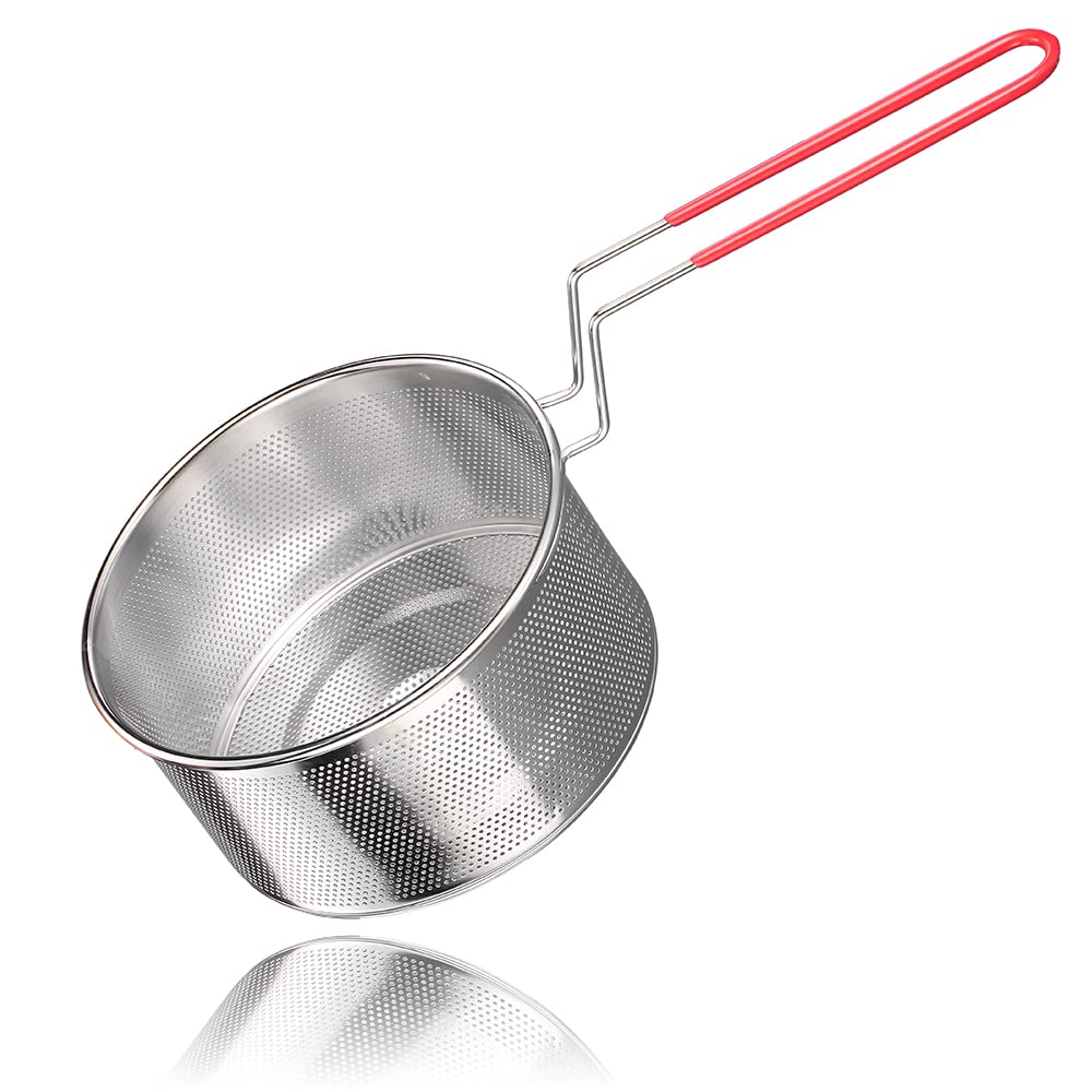 Tenta Kitchen 18/8(304) Stainless Steel Large Fine Mesh Strainer Micro-Perforated Flat Buttom Colander Stainless Steel Punched -