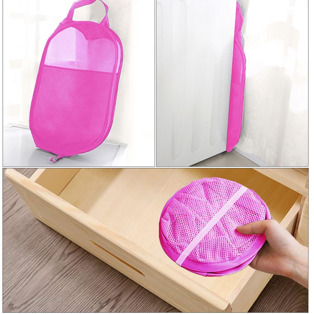 Larpur 2Pack Foldable Popup Laundry Basket, Collapsible Portable Mesh Clothes Washing Laundry Hamper With Reinforced Carry Handl
