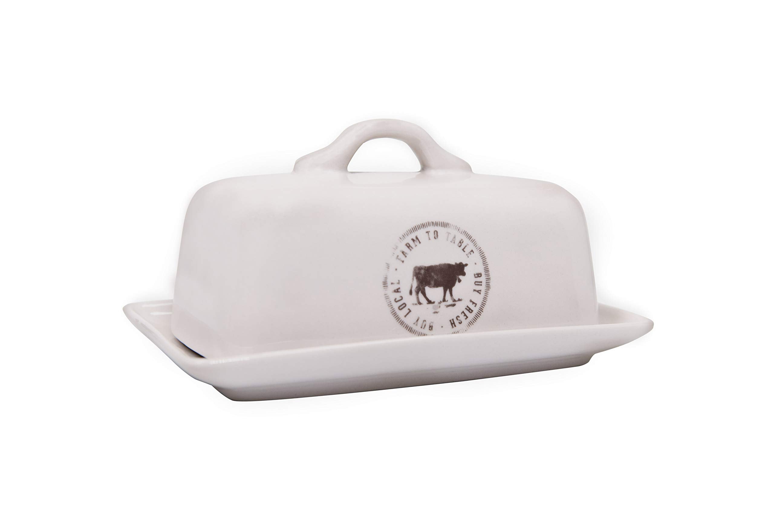 Stoneware Butter Dish With Cow Decal