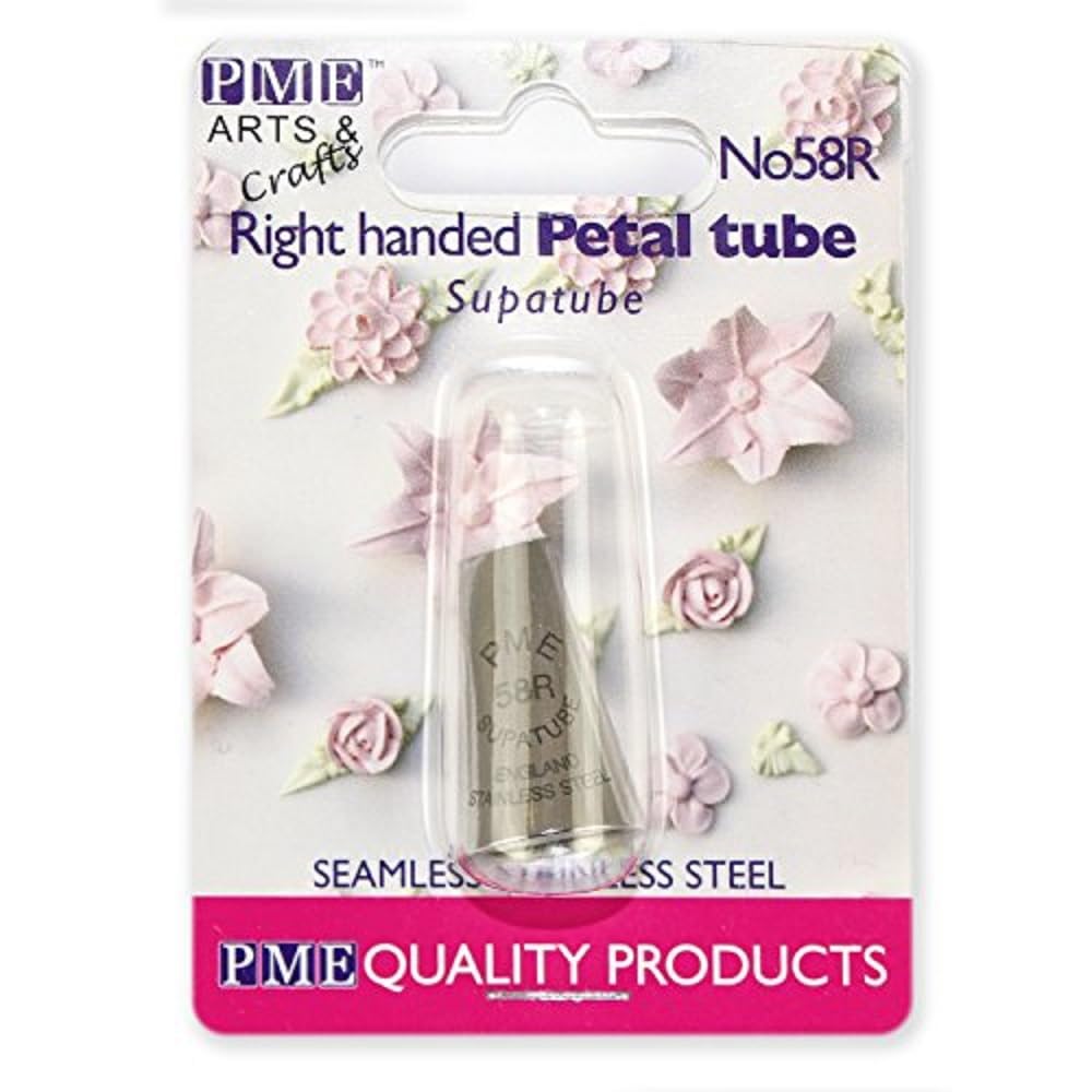 Pme Seamless Stainless Steel Large Petal Supatube Decorating Tip, For Right Handed Use, No. 58R