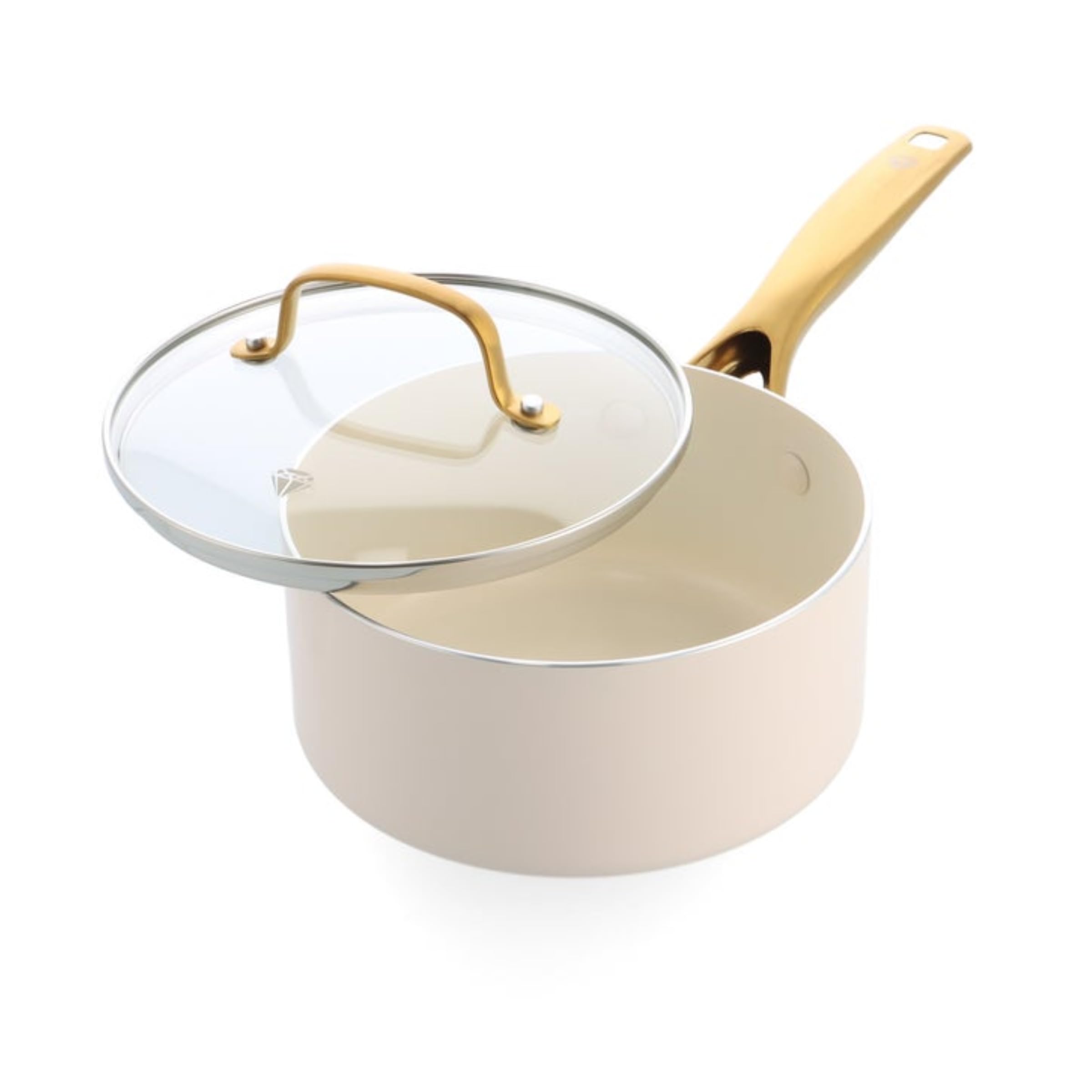 Blue Diamond Gold Ceramic NonStick Saucepan 18 cm / 2.13 L, Diamond Reinforced PFASFree, Induction, Glass Lid, Dishwasher & Ov