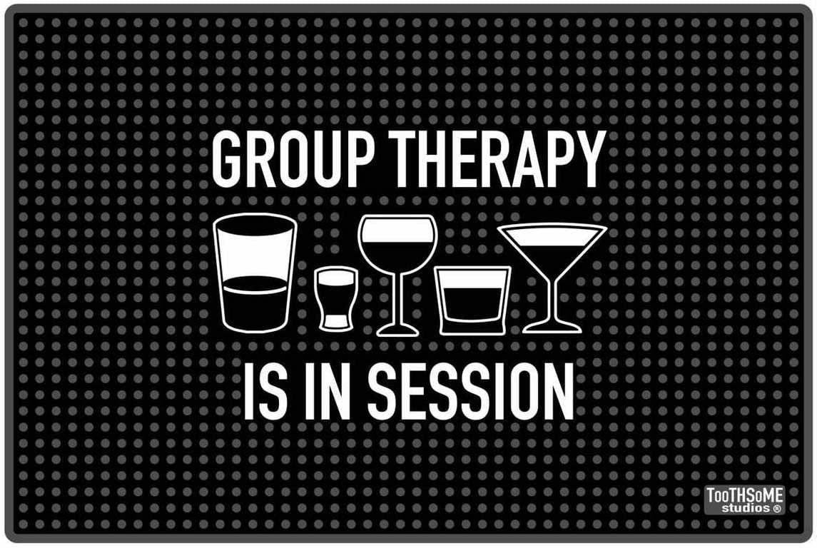 Group Therapy Is In Session 17.7'' X 11.8'' Funny Bar Spill Mat Rail Countertop Accessory Home Pub Decor Slip Resistant Durable