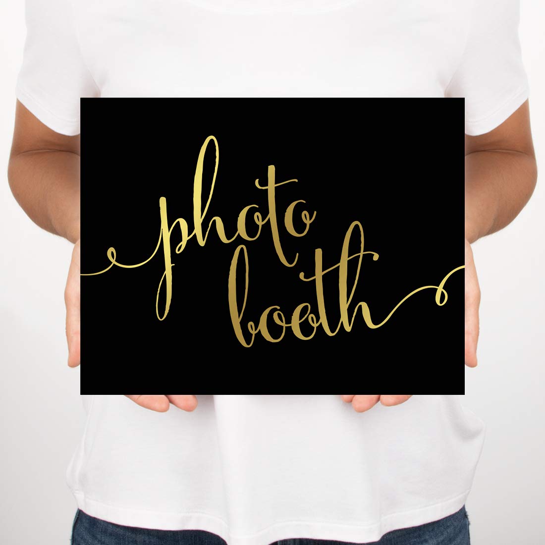 Andaz Press Wedding Party Signs, Black And Metallic Gold Ink, 8.5X11-Inch, Photo Booth Sign, 1-, Unframed