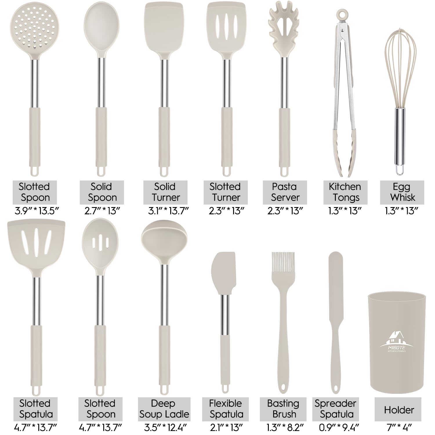 Silicone Kitchen Cooking Utensil Set, Silicone Kitchen Spatula Utensils Set With Stainless Steel Handle,Non-Stick Heat Resistant