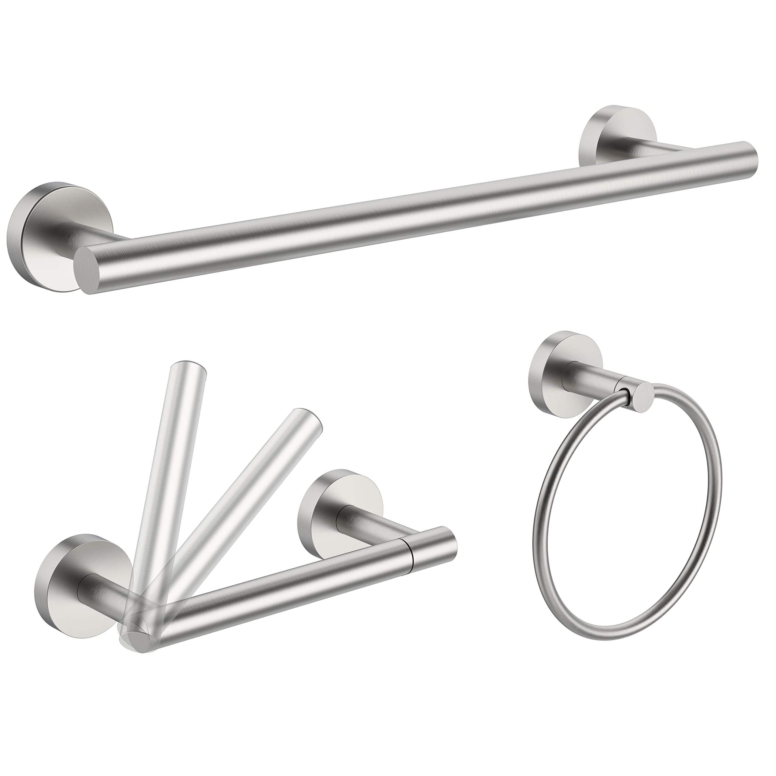 Rarxtr 3Pc Bathroom Hardware Set With Brushed Toilet Paper Holder & Towel Ring & Towel Bar Sus304 Stainless Steel Toilet Paper R