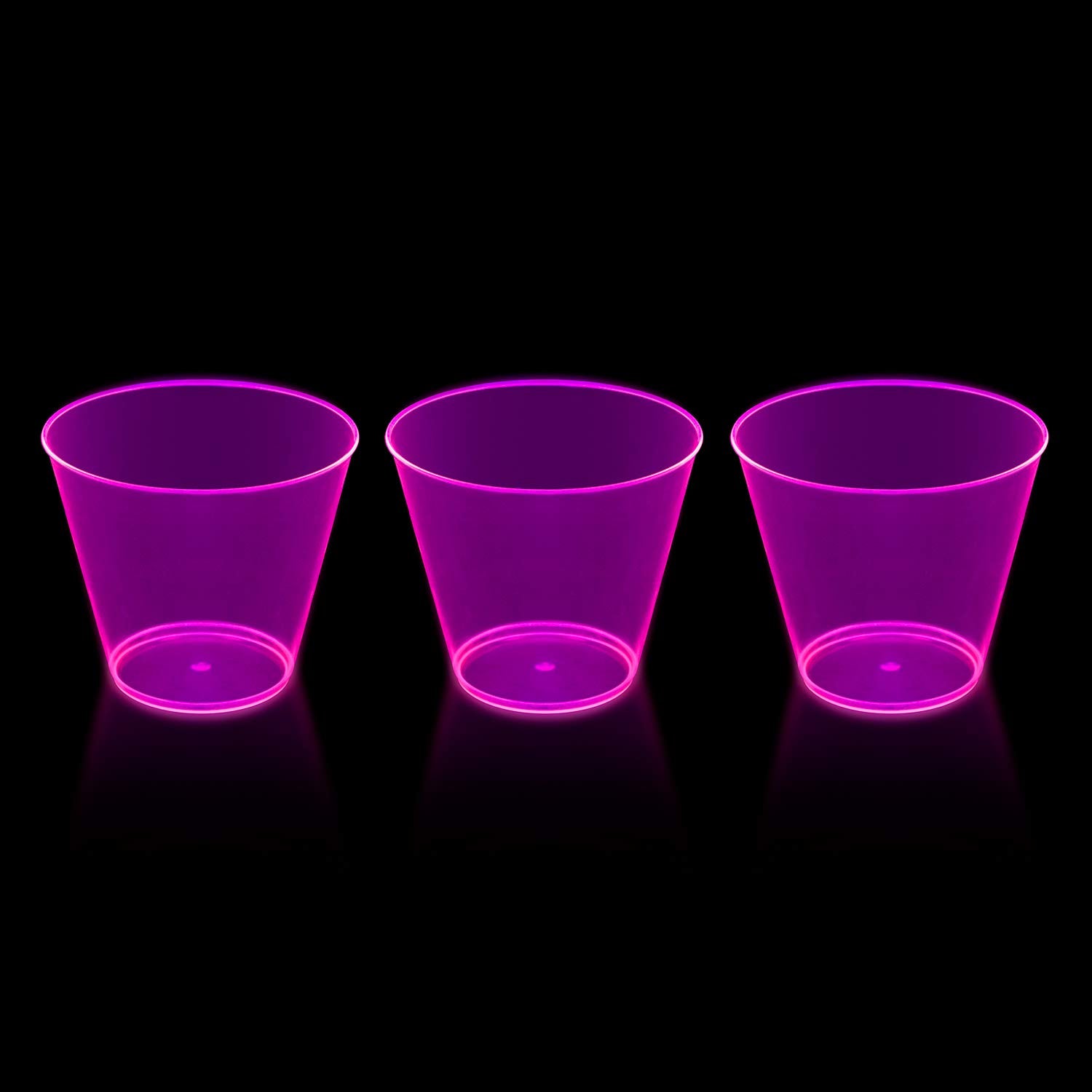 Party Essentials Hard Plastic 9-Ounce Party Cups And Old Fashioned Tumblers, Neon Pink, 25-Count