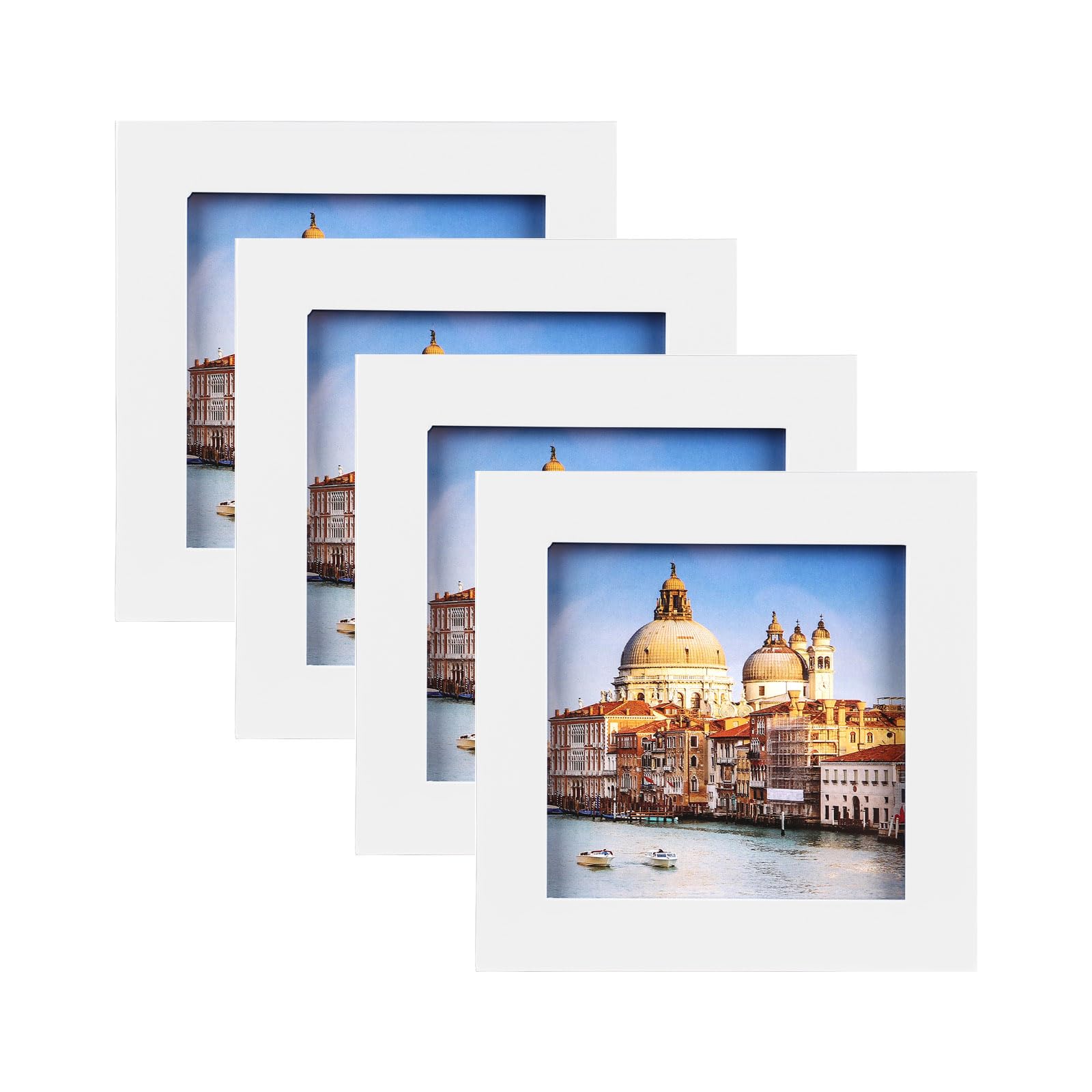 wyooxoo 4x4 Picture Frames Set of 4 Solid Wood Photo Frames Colorful Frame with HD Plexiglass, Wall or Tabletop Display, White