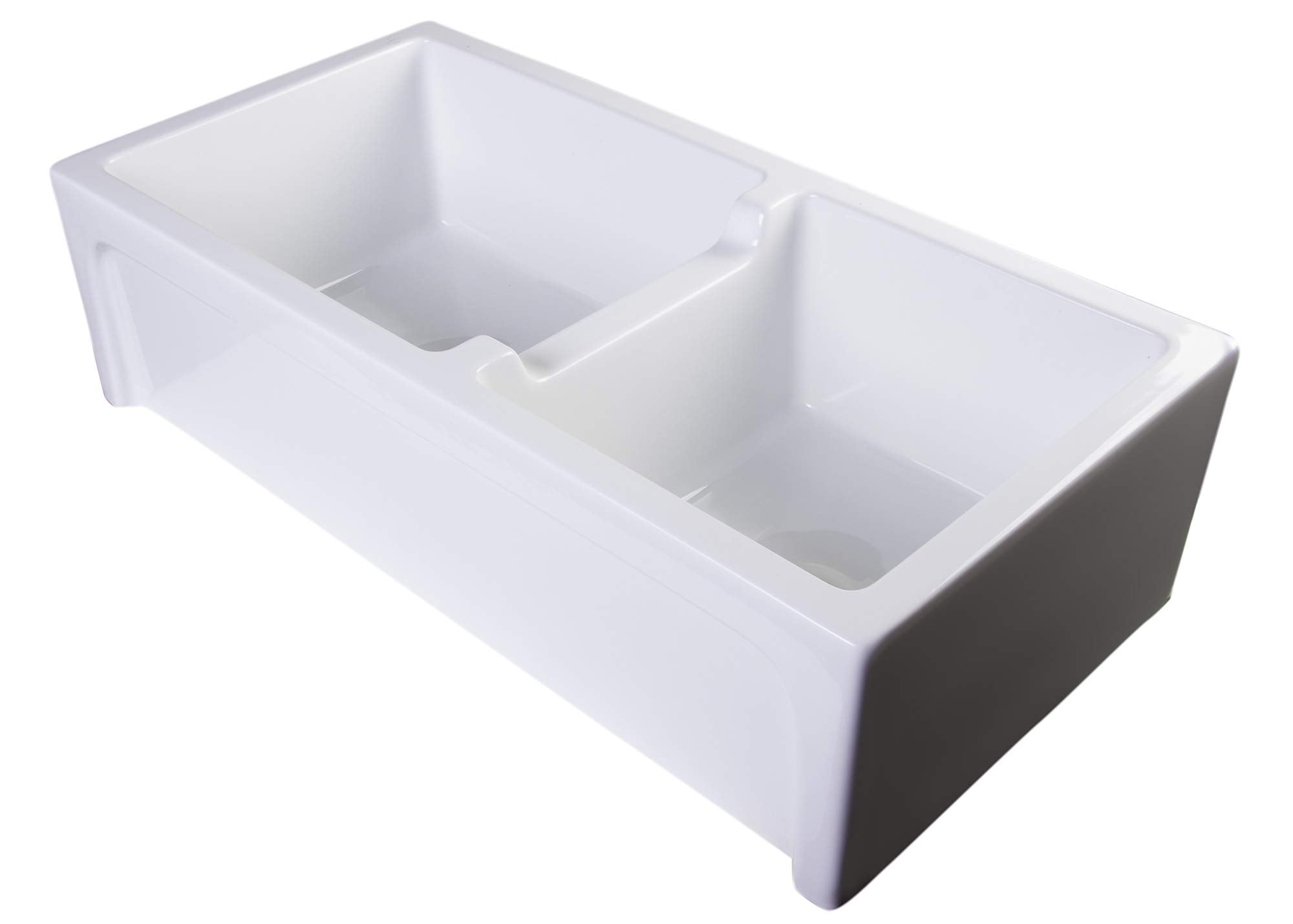Alfi Brand Ab3618Arch-W Arched Apron Thick Wall Fireclay Double Bowl Farm Sink, 36'', White
