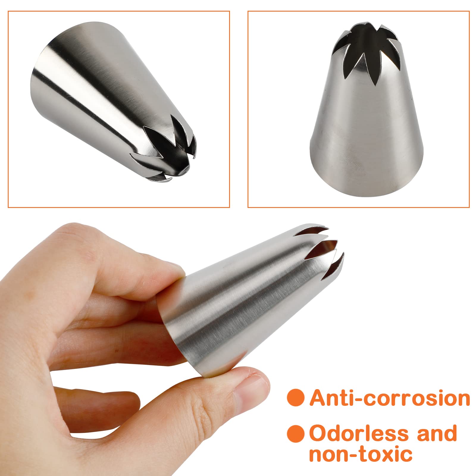 5Pcs Large Piping Tips Set, Stainless Steel Frosting Tips,Cake Decorating Supplies Kit Baking Supplies Cupcake Icing For Baking