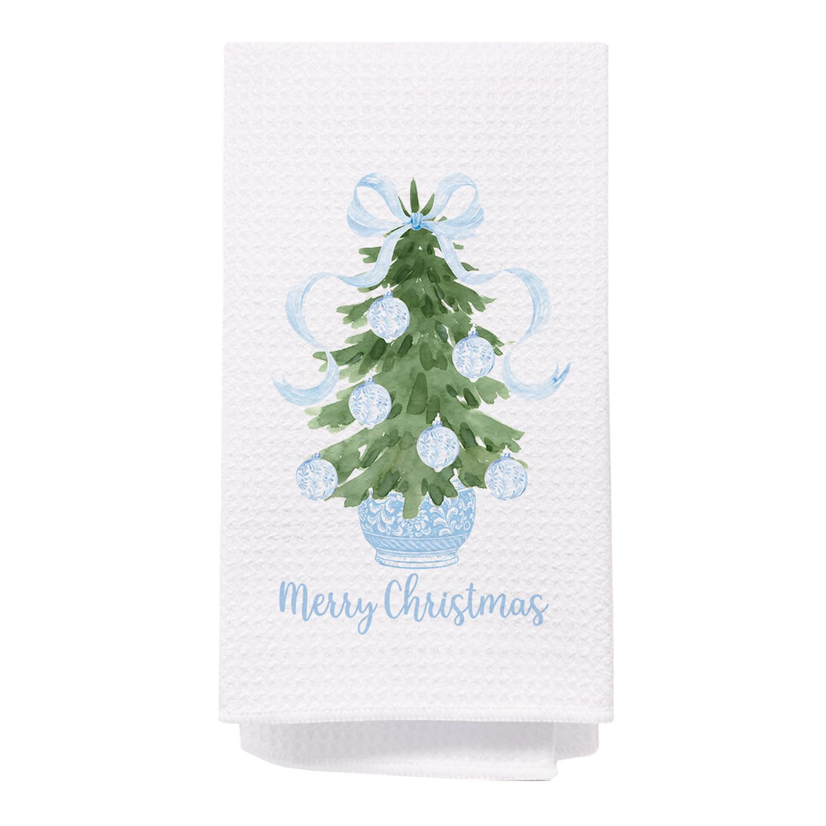 Spbl&L Light Blue Chinoiserie Christmas Kitchen Towels, Light Blue Bow Christmas Hand Towels For Bathroom, Chinoiserie Decor,Mer