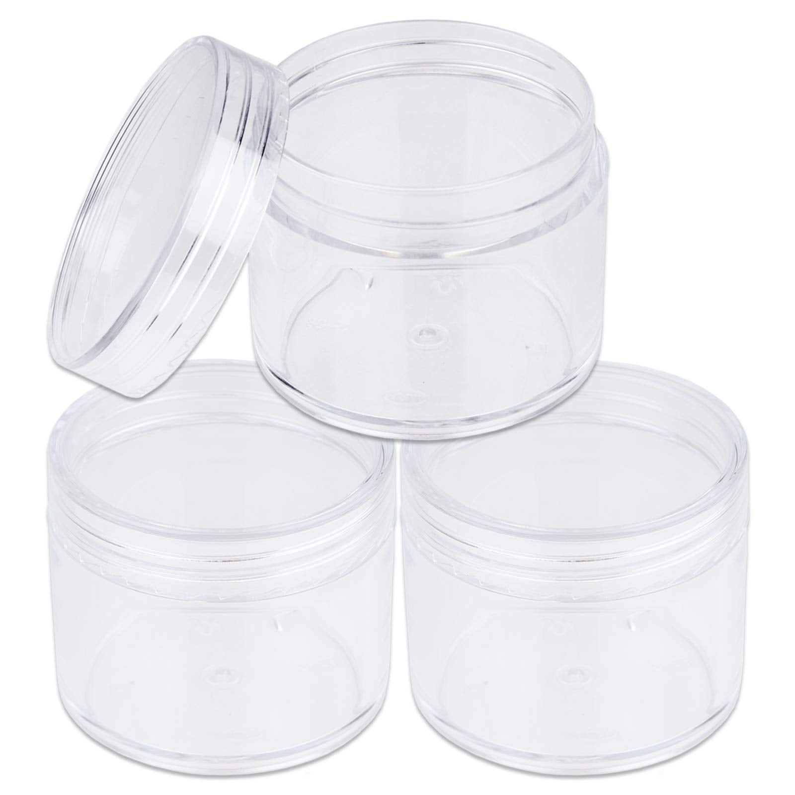 Beauticom 60 Grams/60 Ml (2 Oz) Round Clear Leak Proof Plastic Container Jars With Clear Lids For Travel Storage Makeup Cosmetic