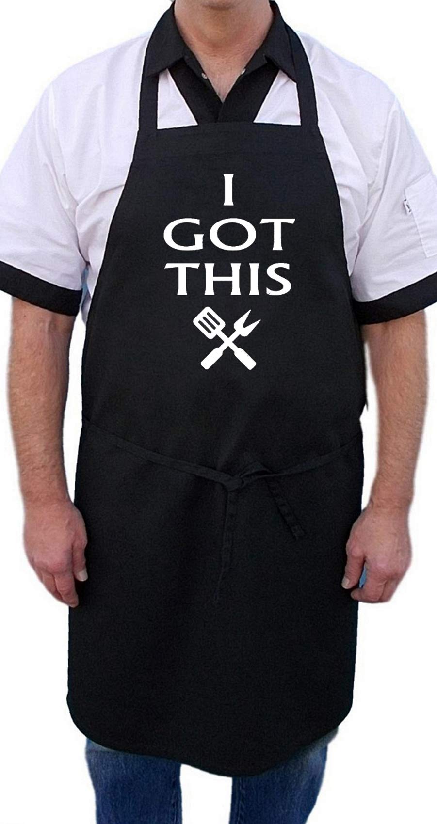 Funny Grilling Aprons For Men Or Women I Got This, Black, Extra Long Ties
