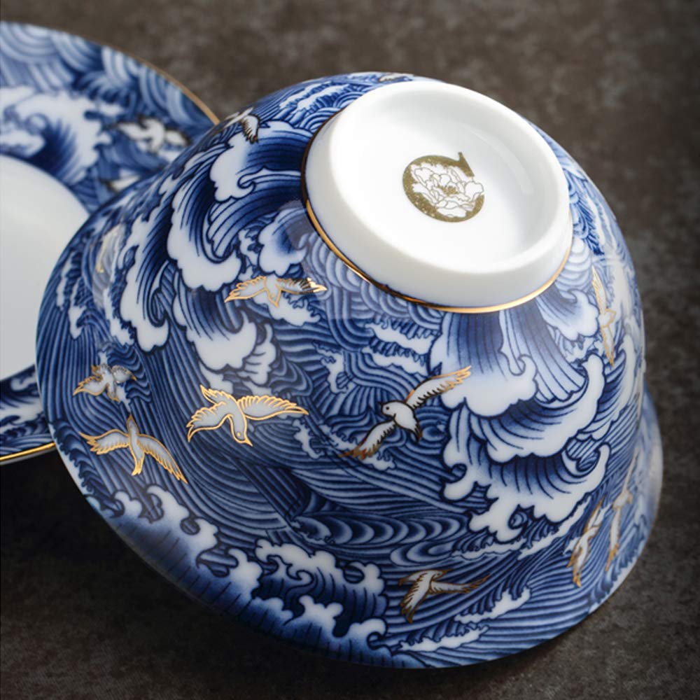 Woonsoon Jingdezhen Chinese Gaiwan Handmade 6Oz/170Ml China Blue And White Porcelain Gaiwan Kungfu Teacup Traditional Chinese Te