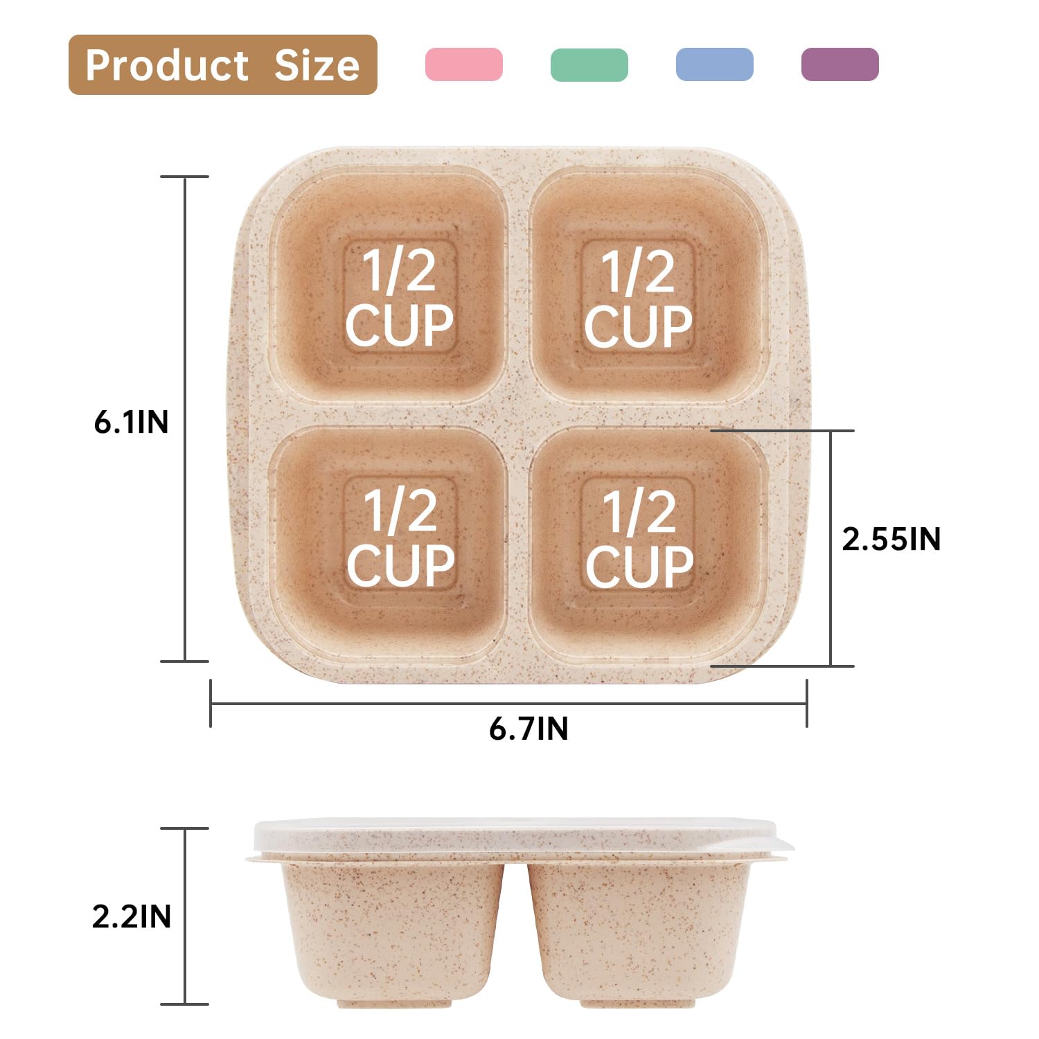 Rngwaper 5 Pack Bento Lunch Box,4 Compartment Snack Containers,Divided Bento Snack Box,Meal Prep, Lunch Box Kids/Toddle/Adults,F