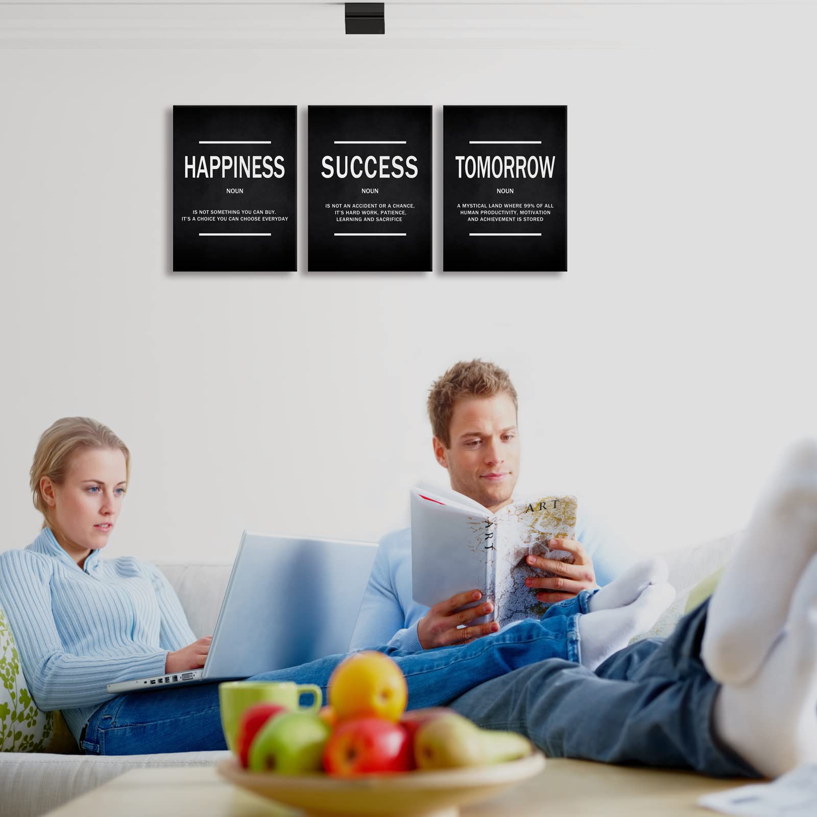 KAWAHONE Motivational Success Quotes Wall Art, Positive Entrepreneur Tomorrow Poster Inspirational Happiness Relaxing Wall Hangi