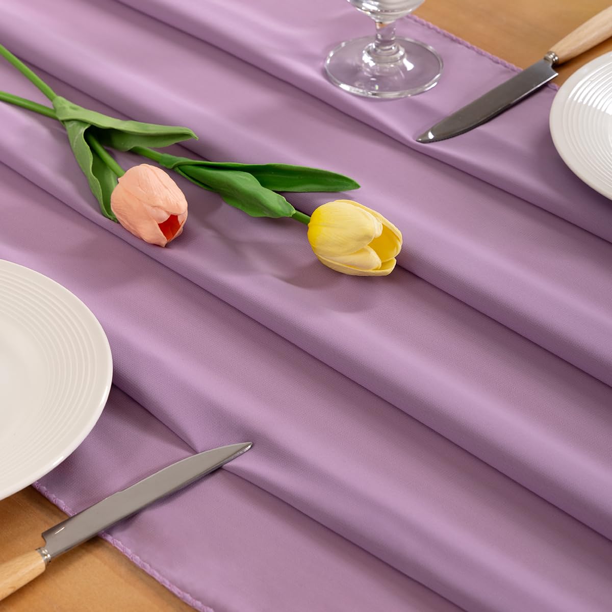 Socomi Purple Chiffon Table Runner Fall Thanksgiving Boho Rustic 14ft 29x170 Inches Wedding Runner Sheer Romantic Bridal Shower