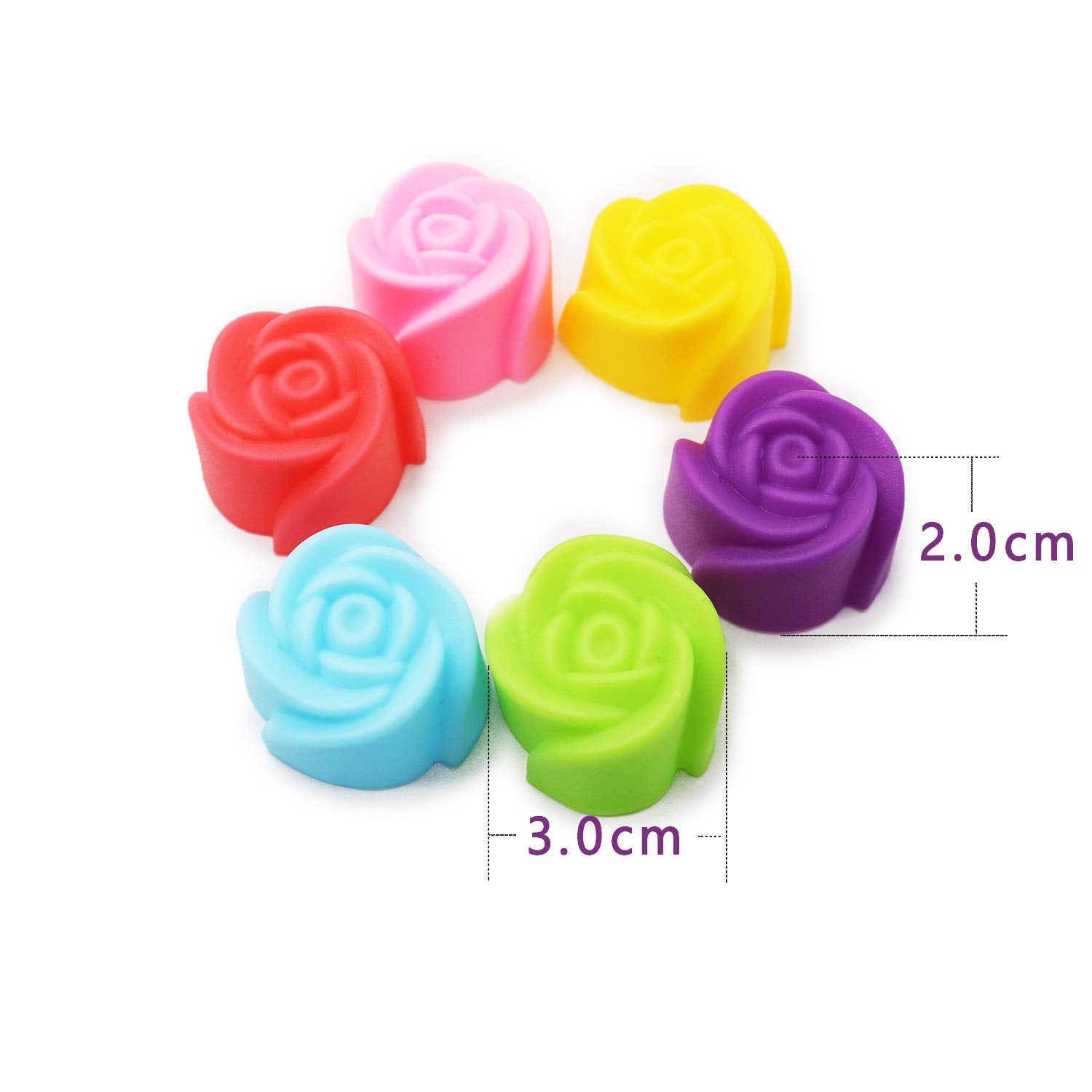 Meiyouju 20 Pcs Reusable And Not Sticky Mini Flower Silicone Baking Cups,Mini Cupcake Liners,Muffin Chocolate Holders Truffle Cu