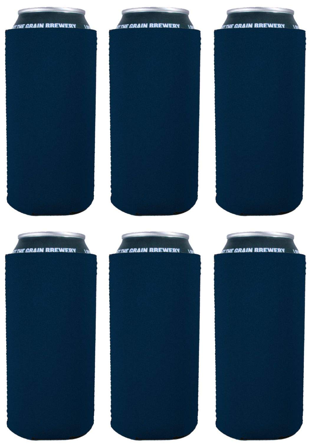 Blank Neoprene 16 Oz. Can Coolie (6 Pack, Navy Blue)