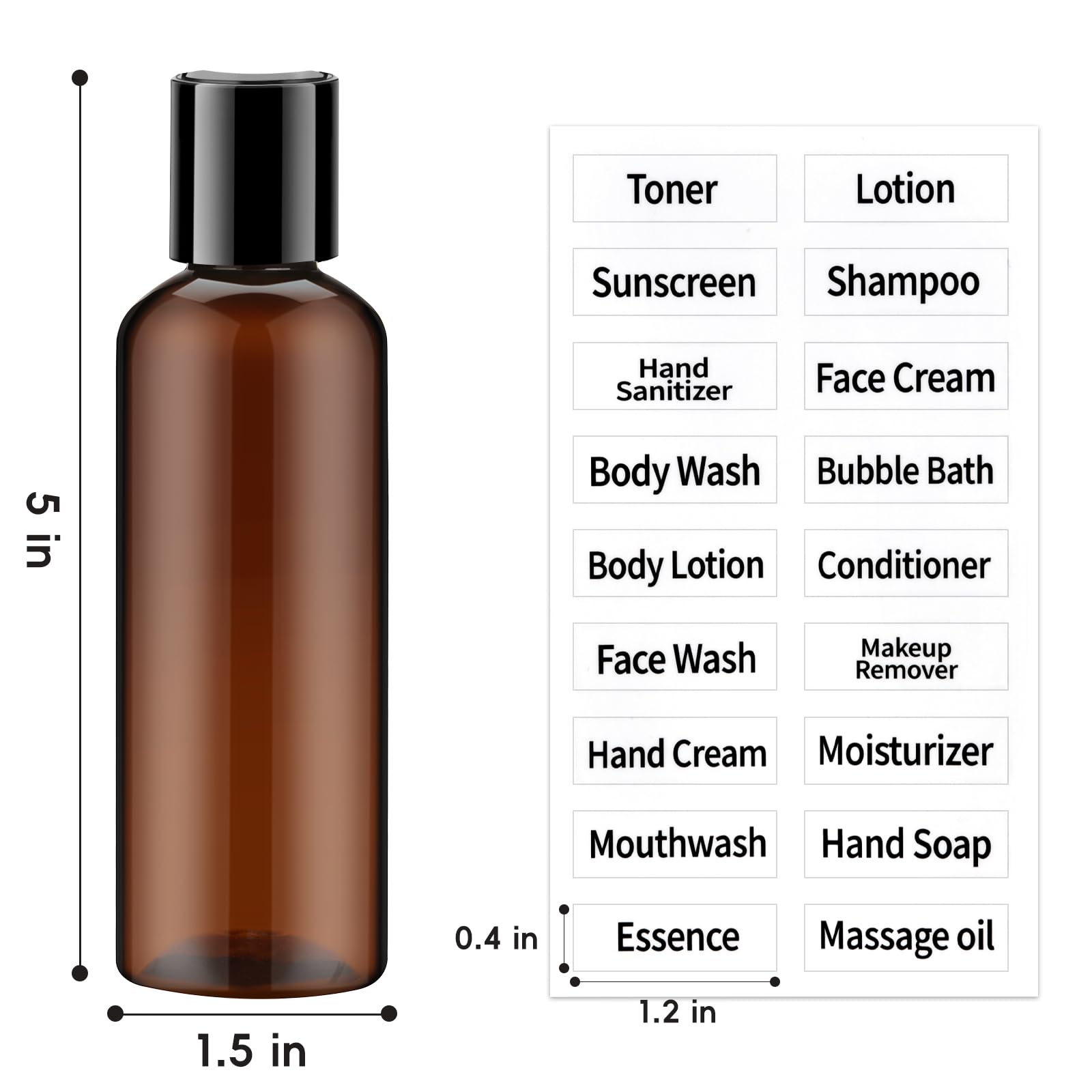 Tuzazo 10 Pack 3.4 Oz Amber Plastic Travel Bottles For Toiletries Tsa Approved Leakproof Travel Size Containers Empty Small Plas