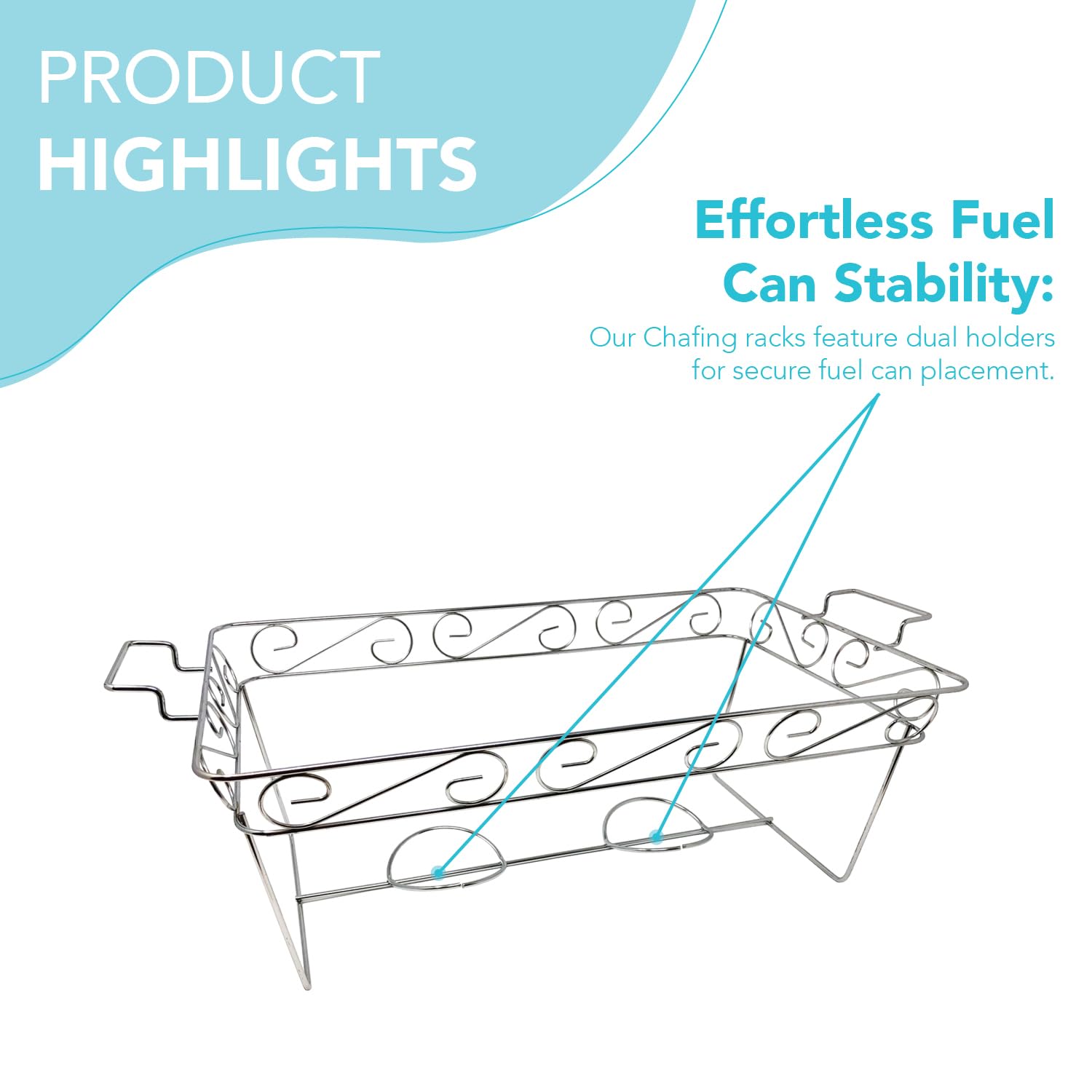 Party Essentials 3-Count Full Size Elegance Chafing Racks, Chrome