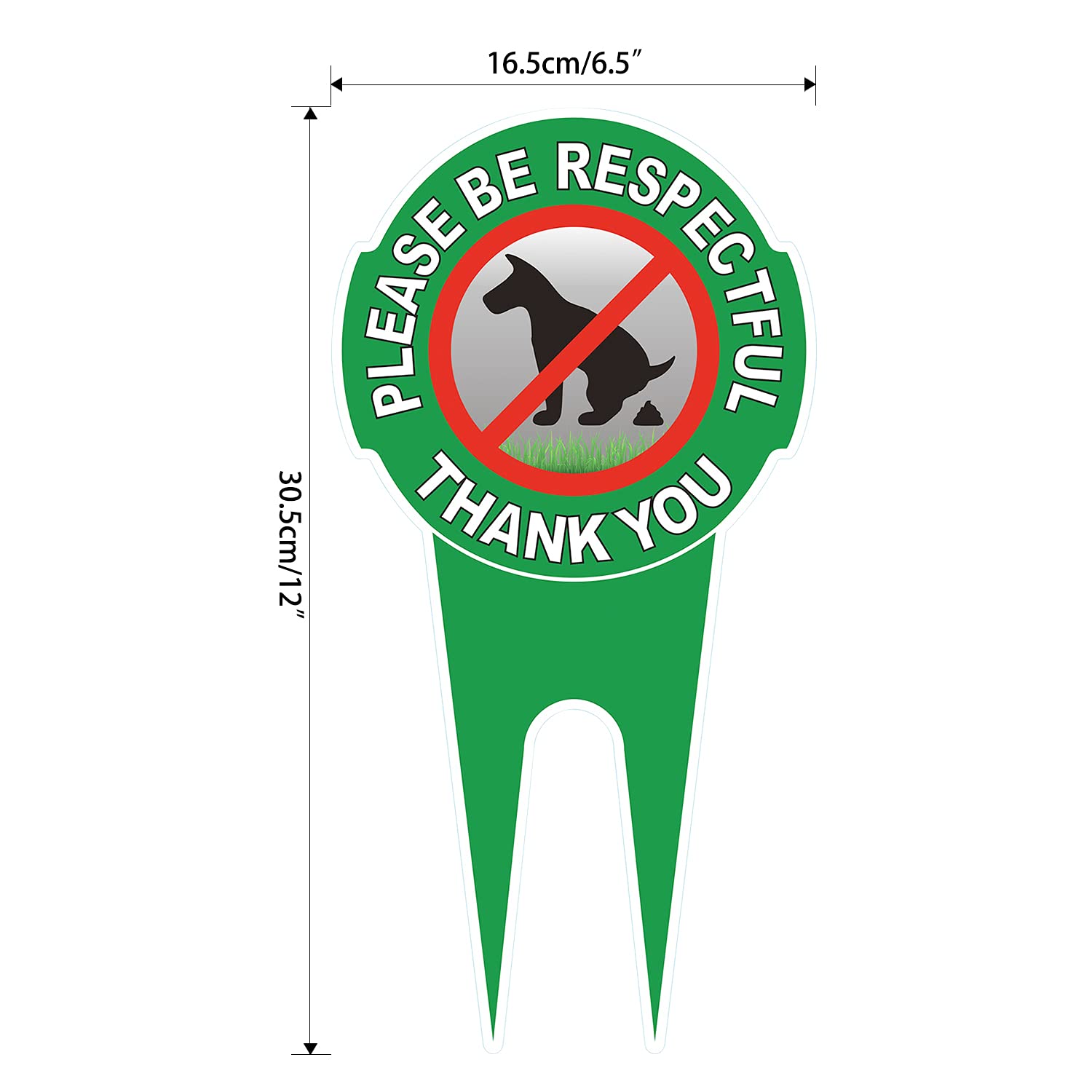 Heiokey 2 Pack No Poop Dog Sign With Stake 12 X 6,Double Sided No Pooping Dog Sign Politely Reads:Please Be Respectful Thank You