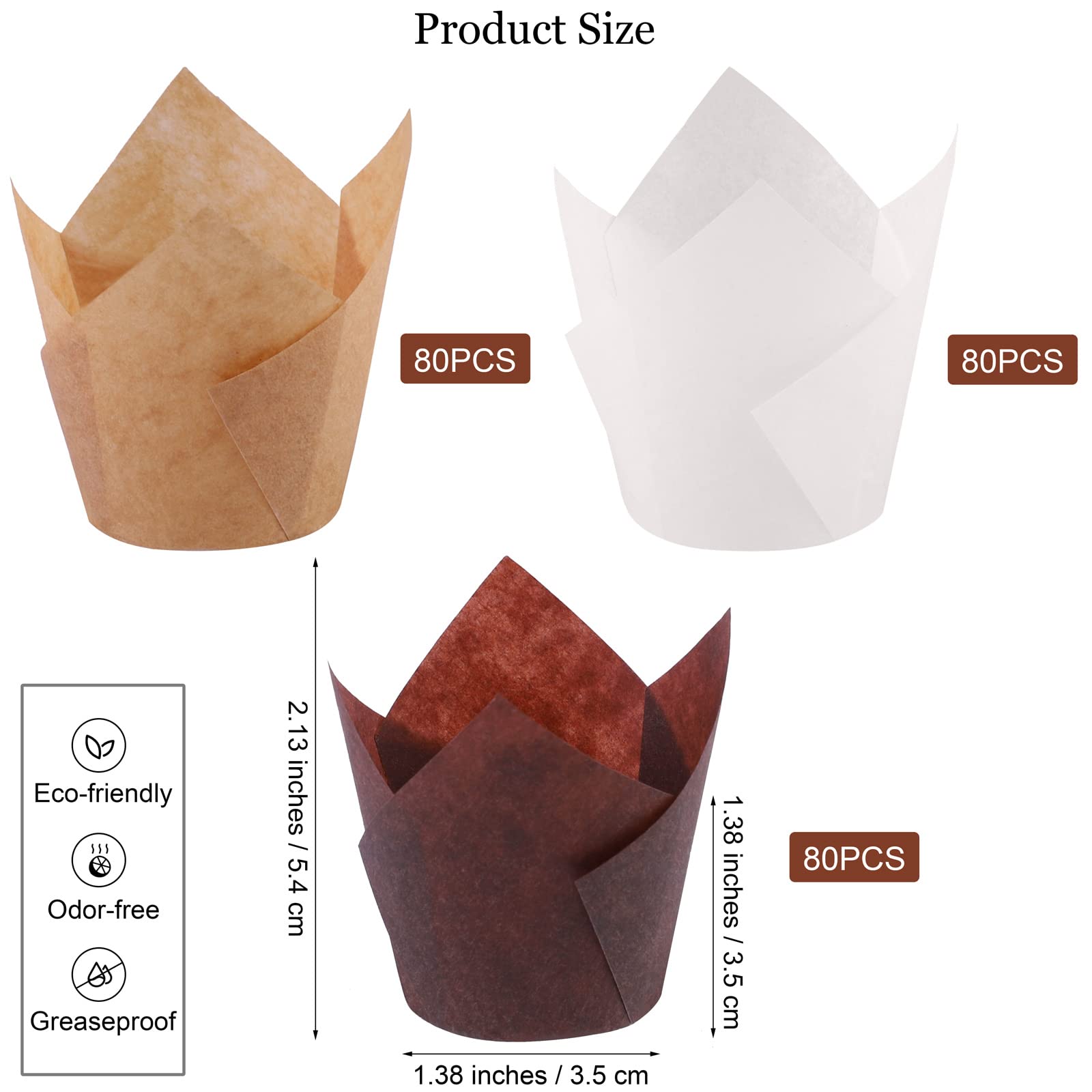 Aodaer 240 Pieces Mini Tulip Baking Cups Muffin Liners Cupcake Cases Baking Cup Holders For Wedding, Birthday, Baby Shower, Brow