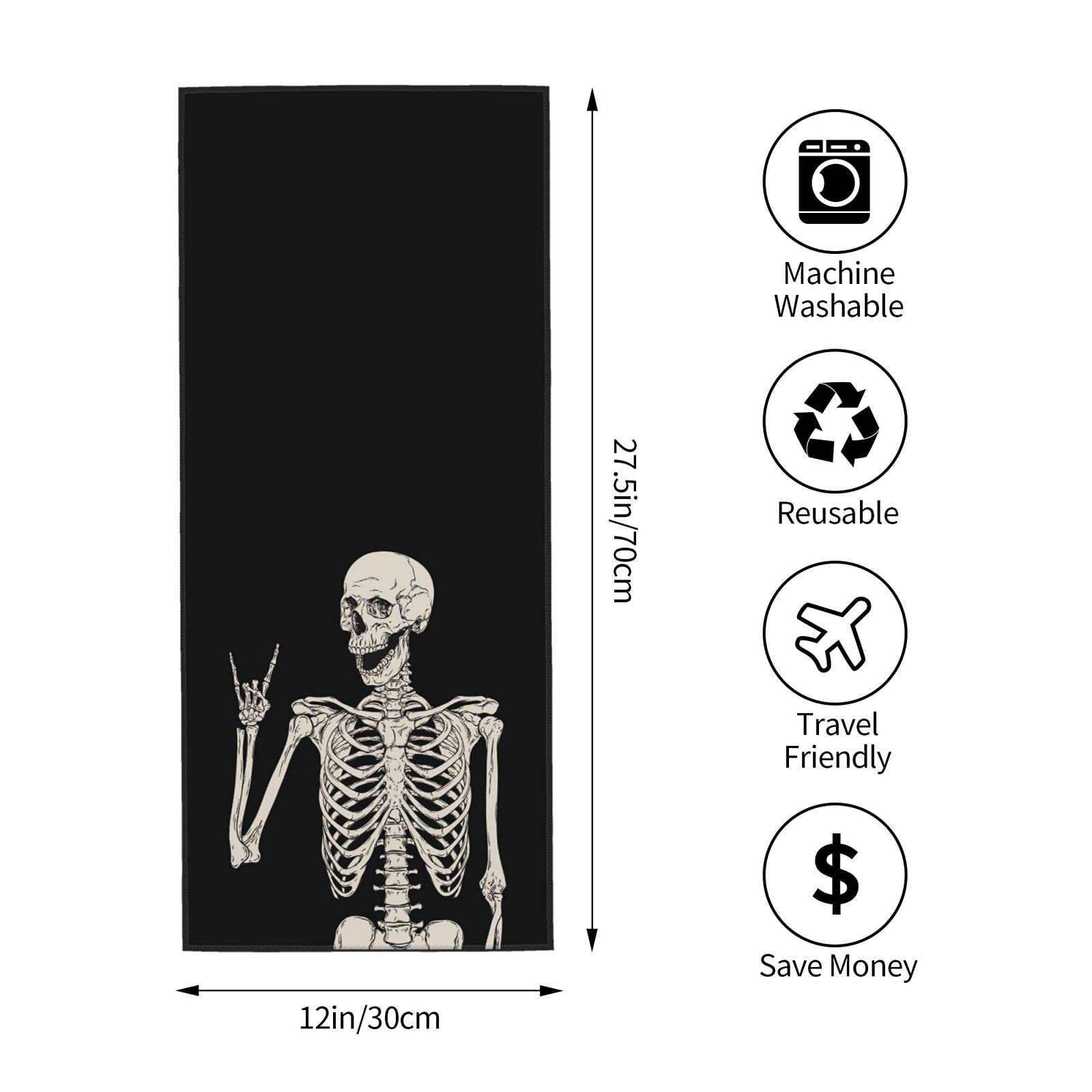 Dewoofly Rock And Roll Skeleton Hippie Skull Soft Fingertip Towels, Hand Towel, Dish Towel For Kitchen All Season 12 X 27.5 Inch