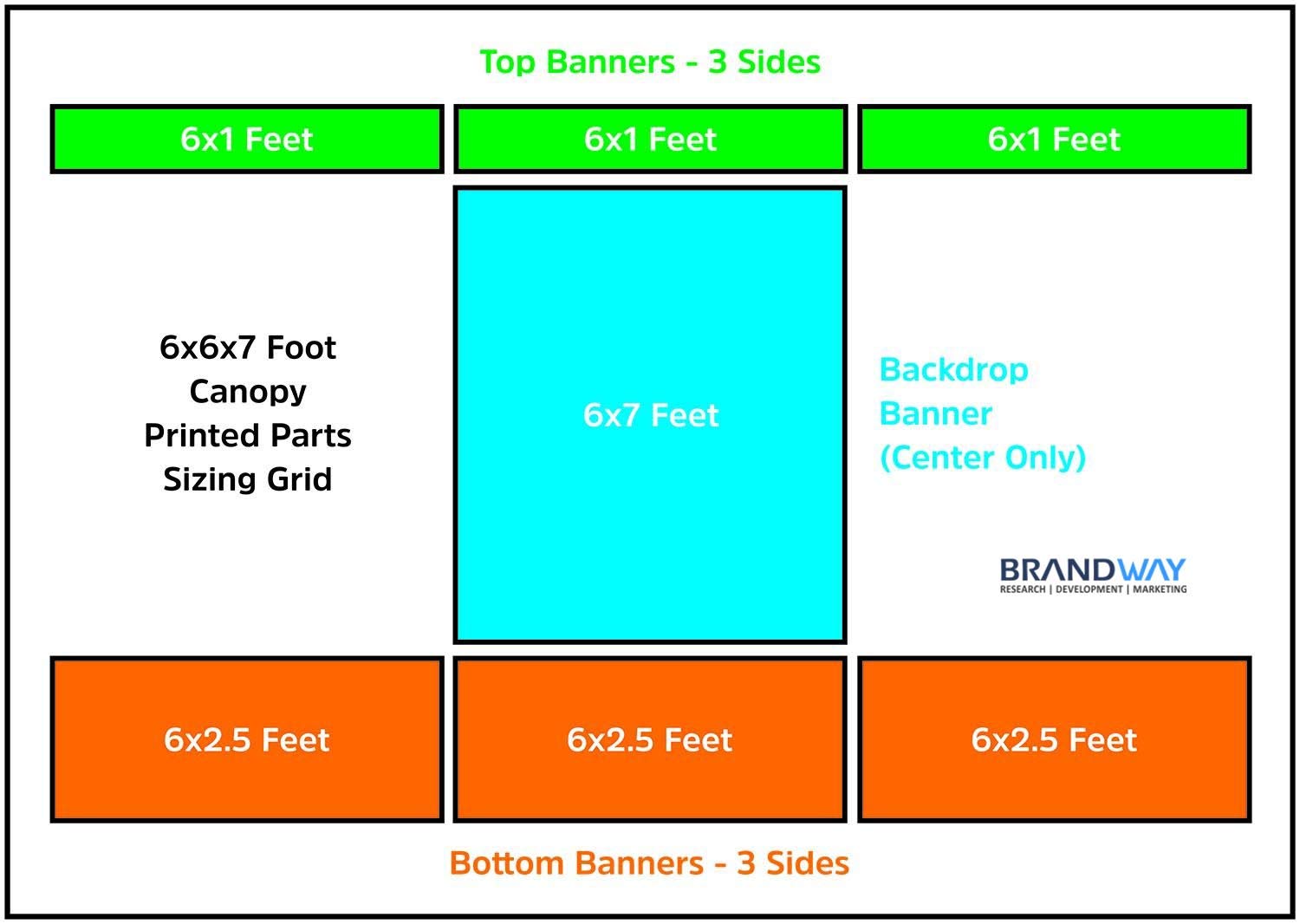 Brandway 6X6X7 Ft. Canopy Tetron Waterproof, Foldable & Portable For Advertisement, Product Promotion, Outdoor Display & Pop-Up